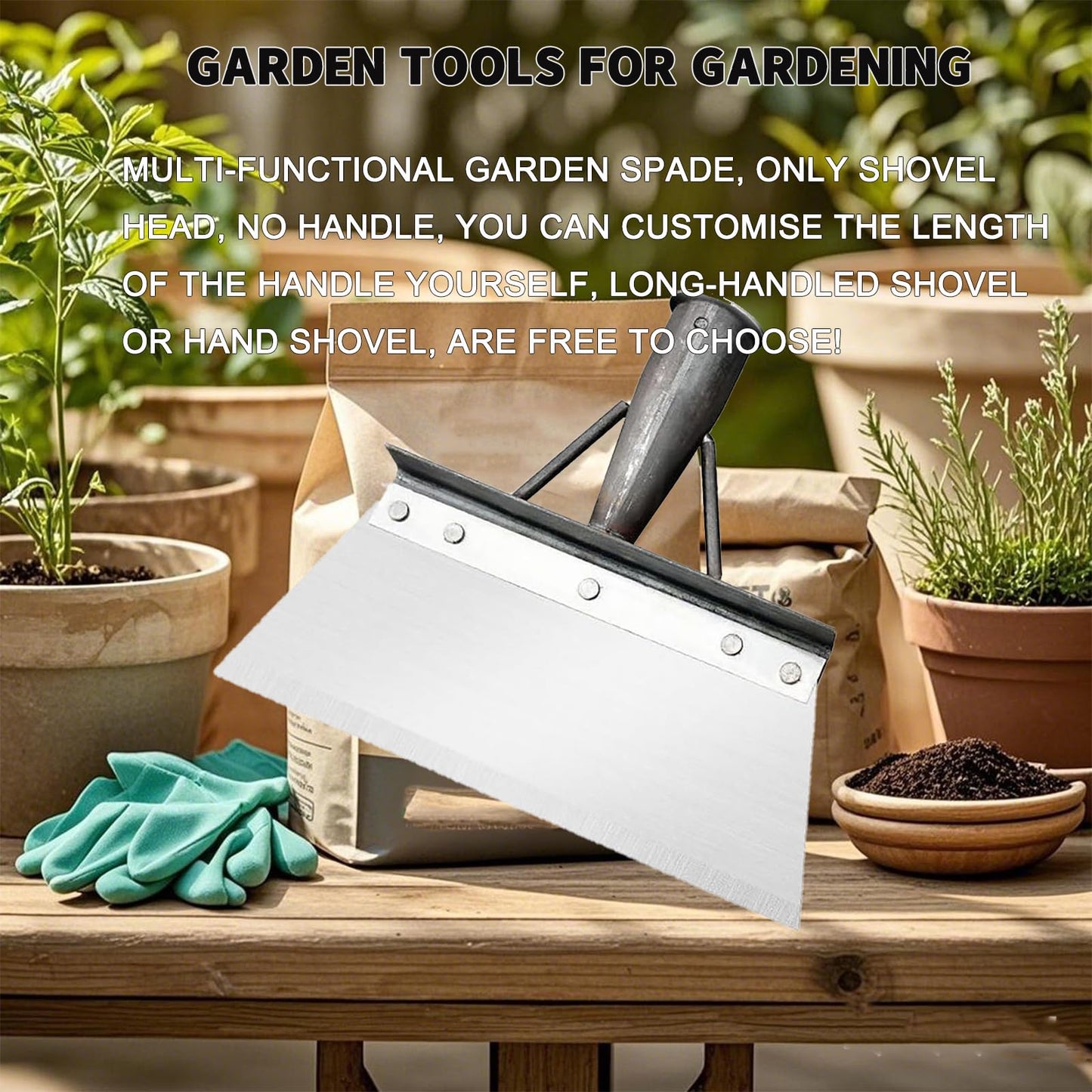 Multifunctional Garden Shovel, Outdoor Garden Cleaning Shovel, Multi Functional Garden Tools, Moss Scraper, NOT INCLUDED HANDLE, Stainless Steel, Patio Weed Remover Tool (25cm)