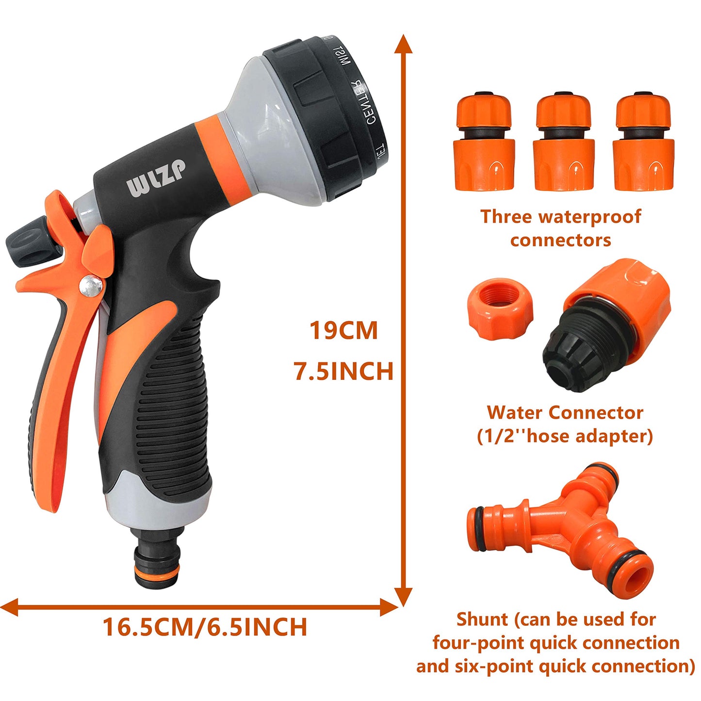 WLZP 2 Pack Garden Hose Nozzle, 8 Adjustable Hose Spray Gun - High Pressure Hand Sprayer for Watering Lawn, Car Washing, Pet Bathing, Sidewalk Cleaning