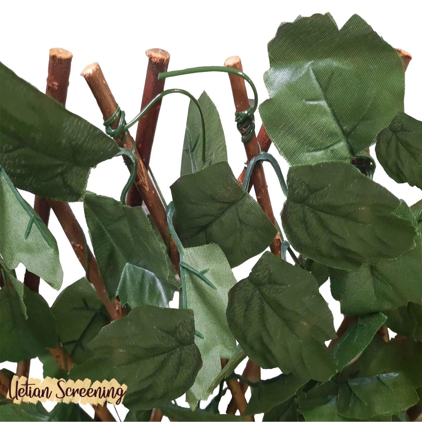 UETIAN Artificial Ivy Screening on Willow Trellis 2m x 1m Fence Hedge Maple Leaf Expanding Garden Cover Wooden