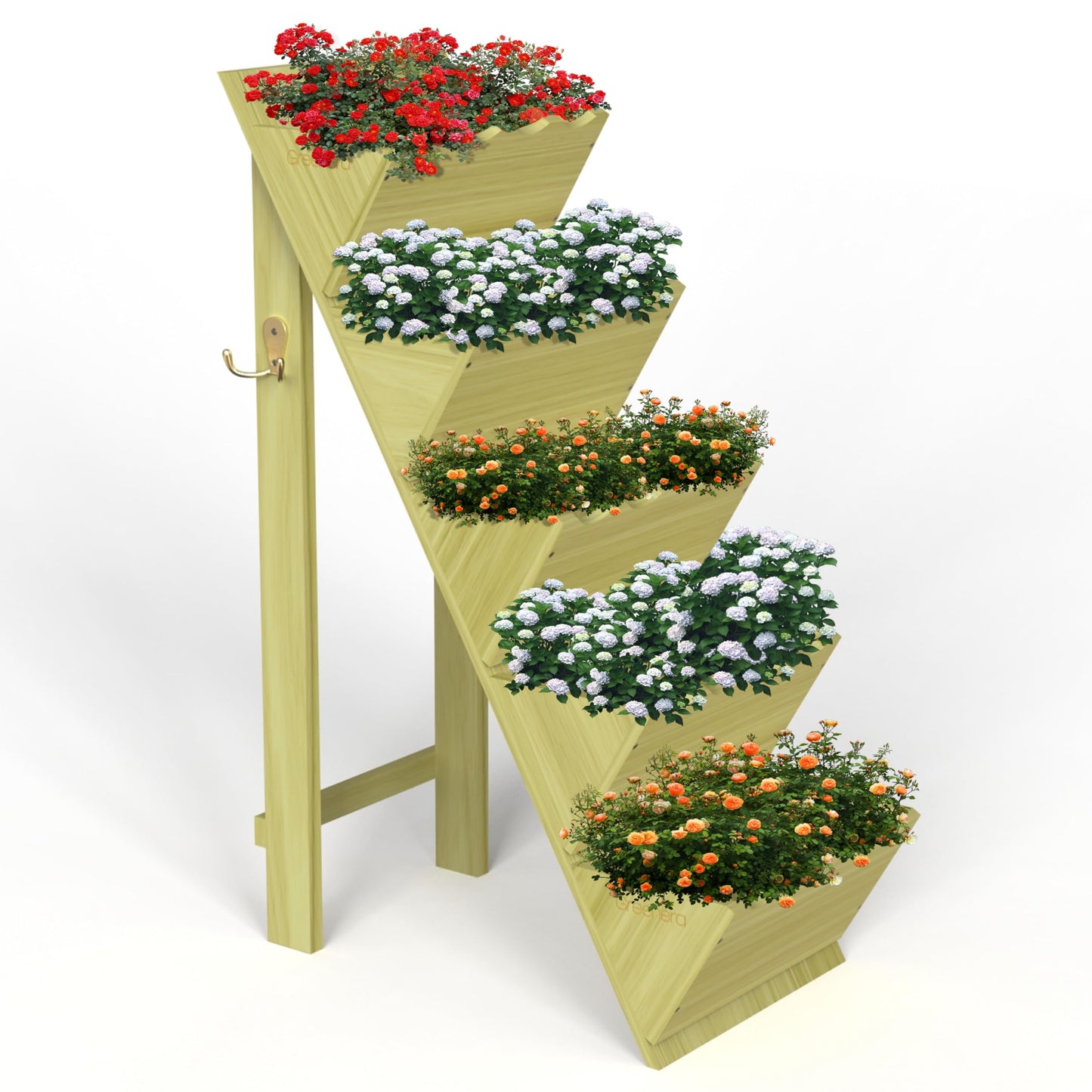 Vivo Technologies 5 Tier Wooden Planter Garden Flower Herb Planter Box Wooden Decorative Planters for Outdoor Indoor, 75cm(H) x 45cm(D) x 30cm(L)