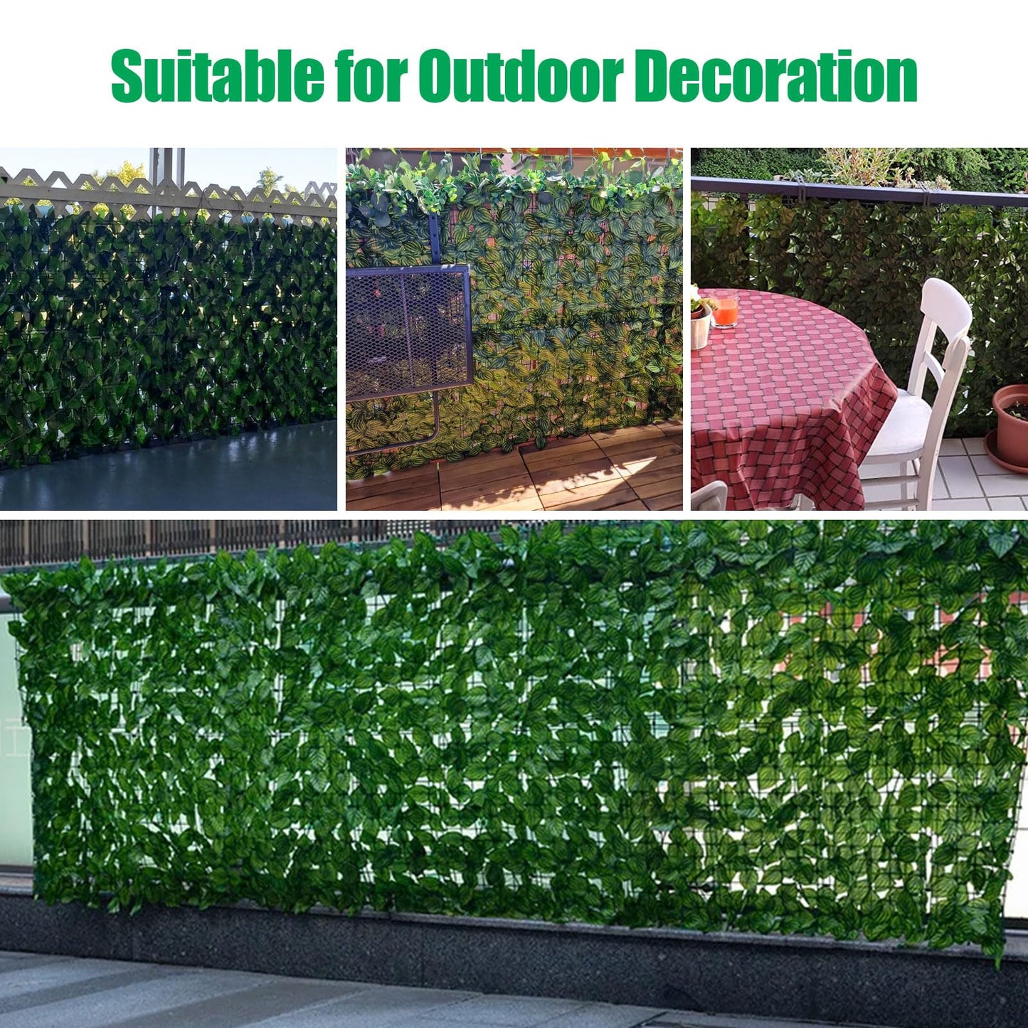 AGJIDSO Artificial Ivy Fence Screening, 3m x 1m (2 * 3x0.5m) Artificial Hedge Roll, Privacy Fence Screen Artificial Hedge Screening for Garden, Balcony, Outdoor, 100PCS Zip Ties