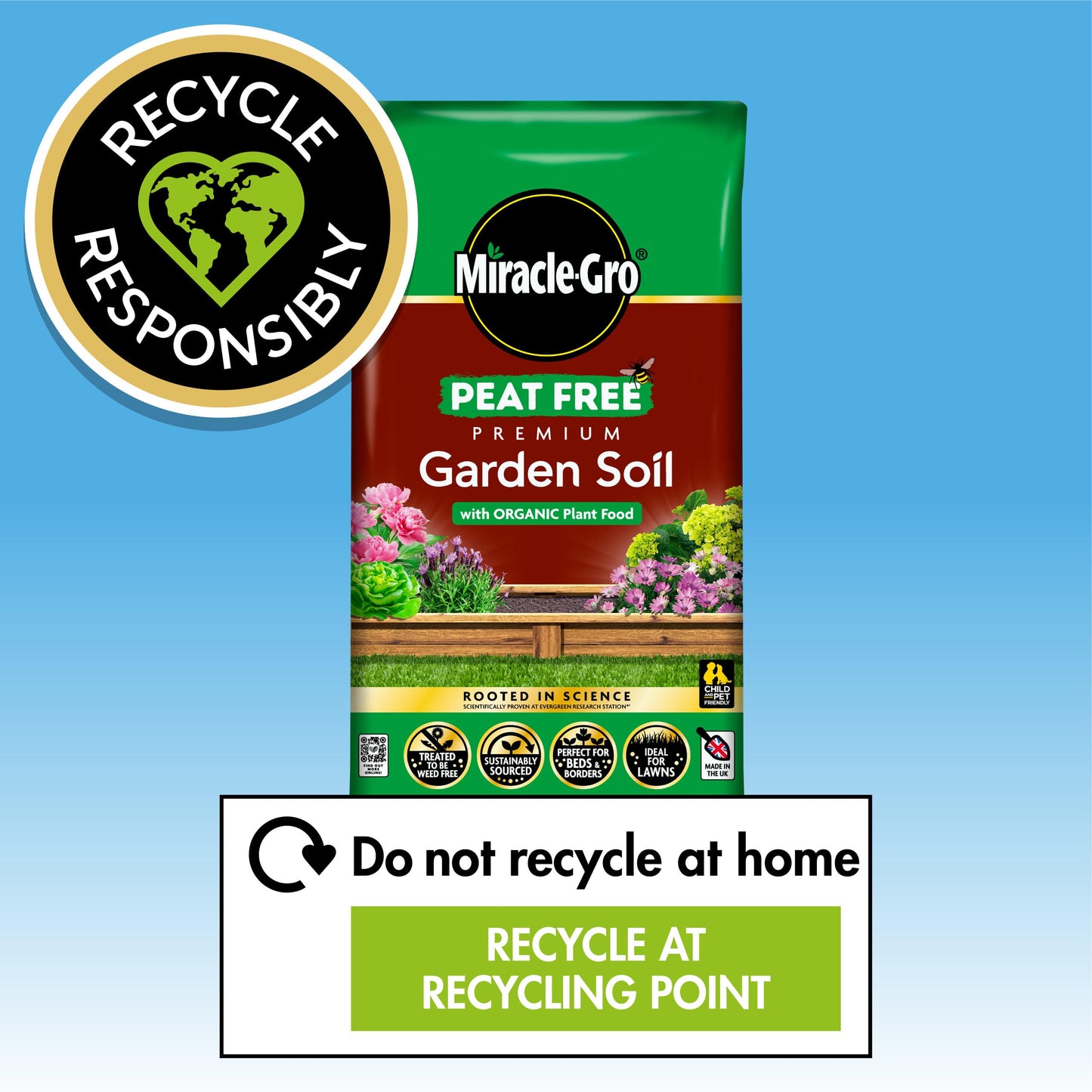 Miracle-Gro PEAT FREE Premium Garden Soil, 30 litre