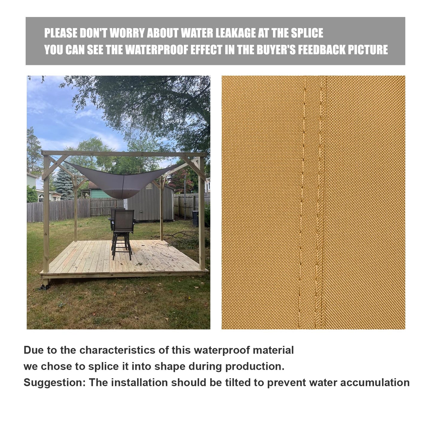 HOMPER 2x3 Sun Shade Sail Waterproof Rectangle(Sand), 95% UV Block Garden Sunscreen Awning Canopy with Free Rope, Breathable Patio Sail pergola for Outdoor Party