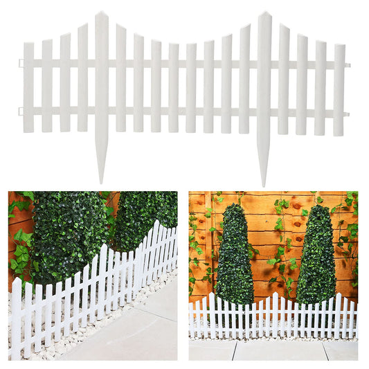 Taylor & Brown Set of 16 Decorative White Picket Garden Fencing Wooden Effect Plastic Edging Lawn Plant Border Flowerbed Patio Driveway | Covers a 9.6m long edging