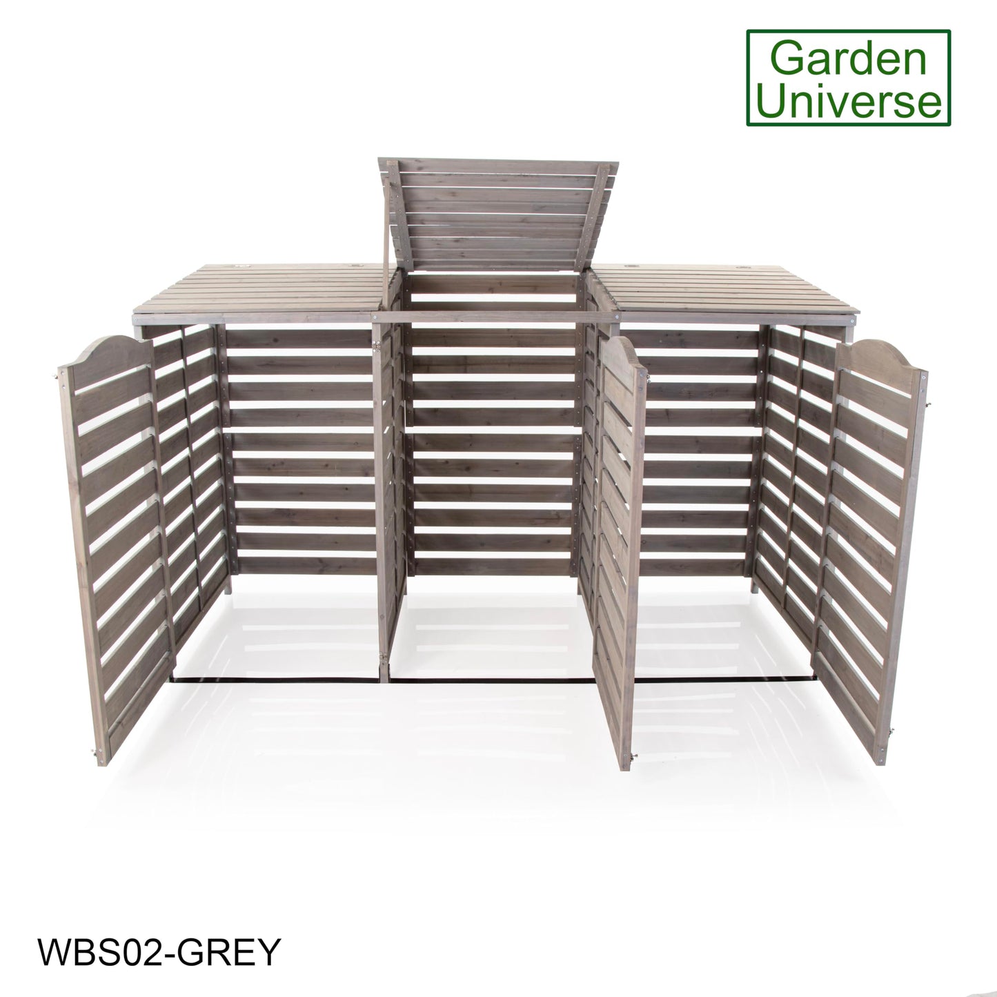Wheelie Bin Storage Unit Triple Three Bins Garden Universe Outdoor 3 Wheelie Bin Storage In Grey WBS02-GREY