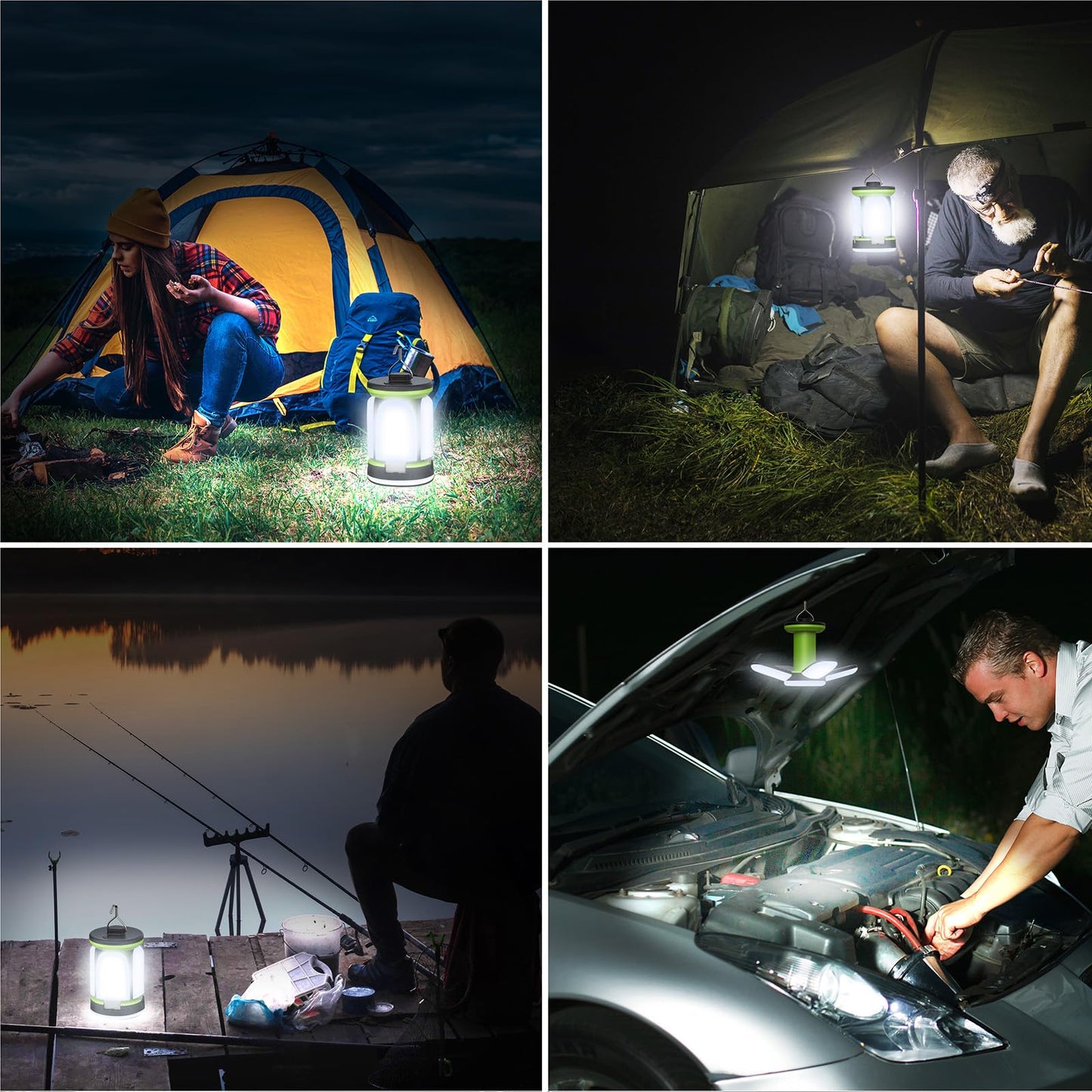 Blukar Camping Lantern Rechargeable, Camping Lights Lamp - 7 Light Modes 60 LED Ultra Bright LED Tent Lamp 10- Hrs Battery Life for Outdoor, Emergency, Fishing, Hiking etc.