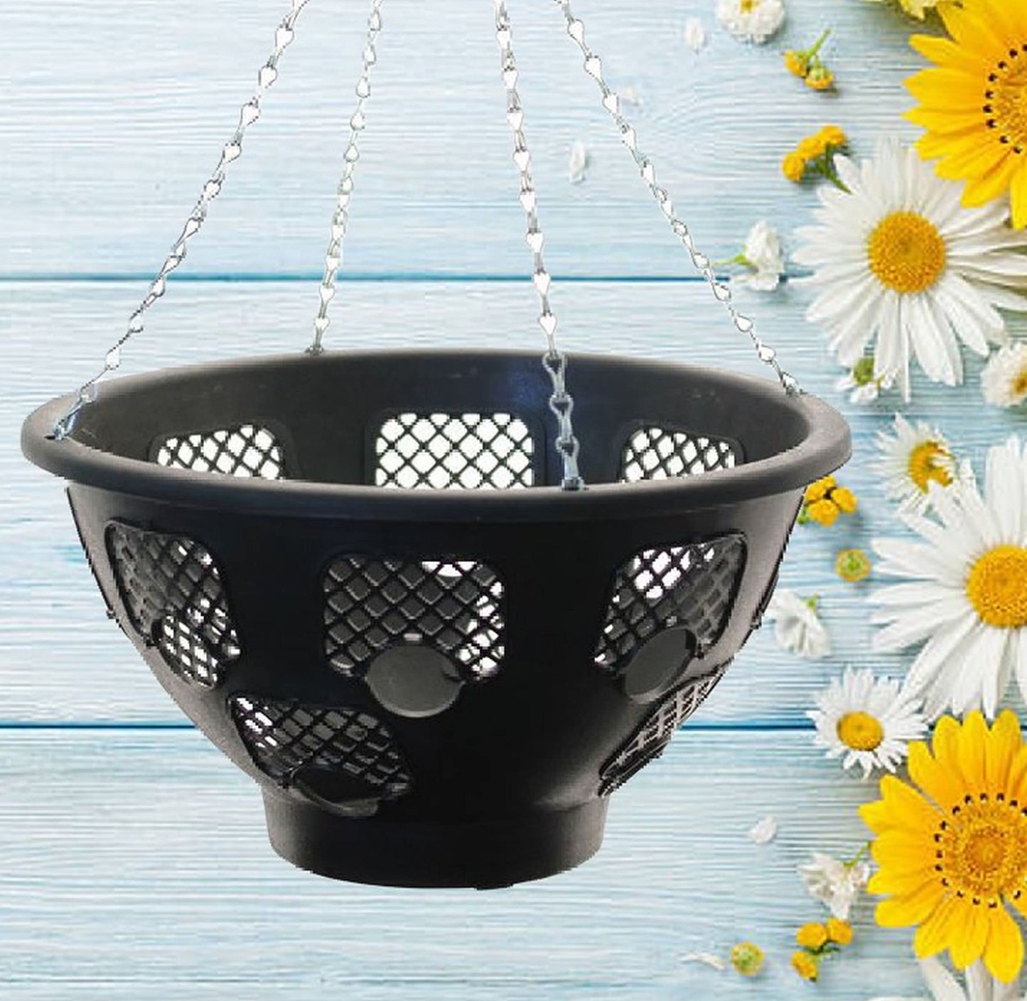(Set of 2) 14" Easy Bloom Hanging Baskets Large Outdoor Garden Flower Planter