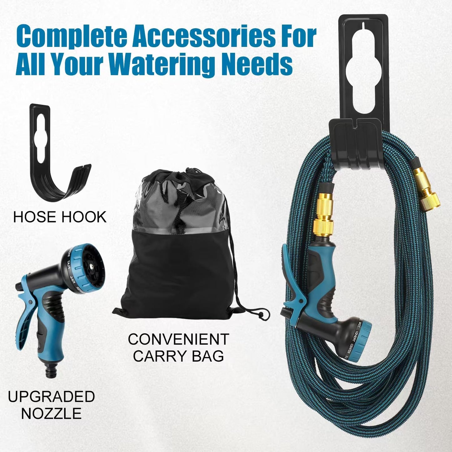 Garden Hose Expandable Garden Hose, Flexible Water Pipe with 10 Type Nozzle, Solid Brass Fittings Leak Proof, Extendable, Lightweight, no Twisting, Garden Watering, Car Washing, Pet Bathing (100FT)