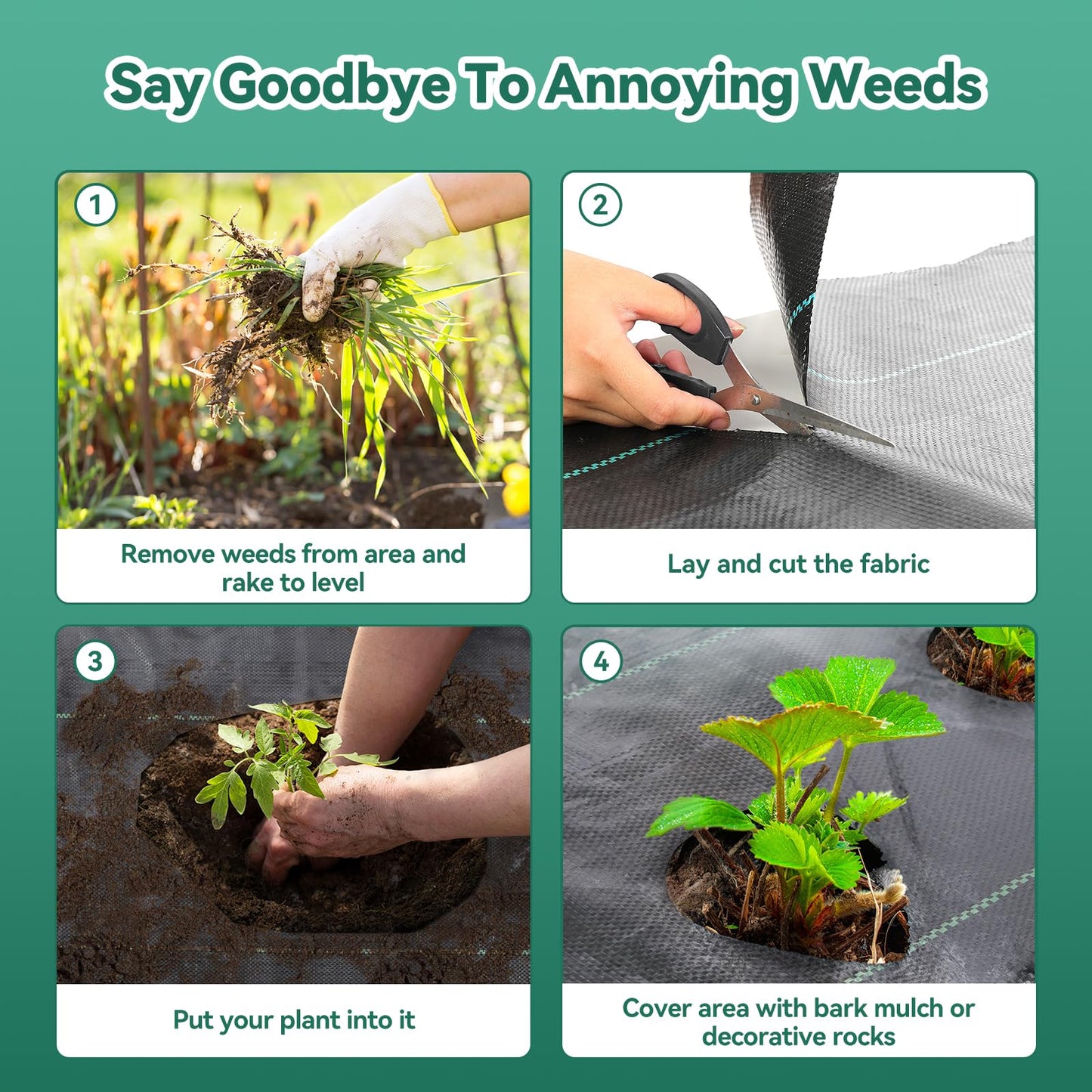 Domusensus 2m x 25m Heavy Duty Weed Control Membrane Garden 50㎡ Weed Control Barrier Fabric Landscape for Vegetable Garden, Garden, Water Permeable Fabric,Black Woven Ground Cover