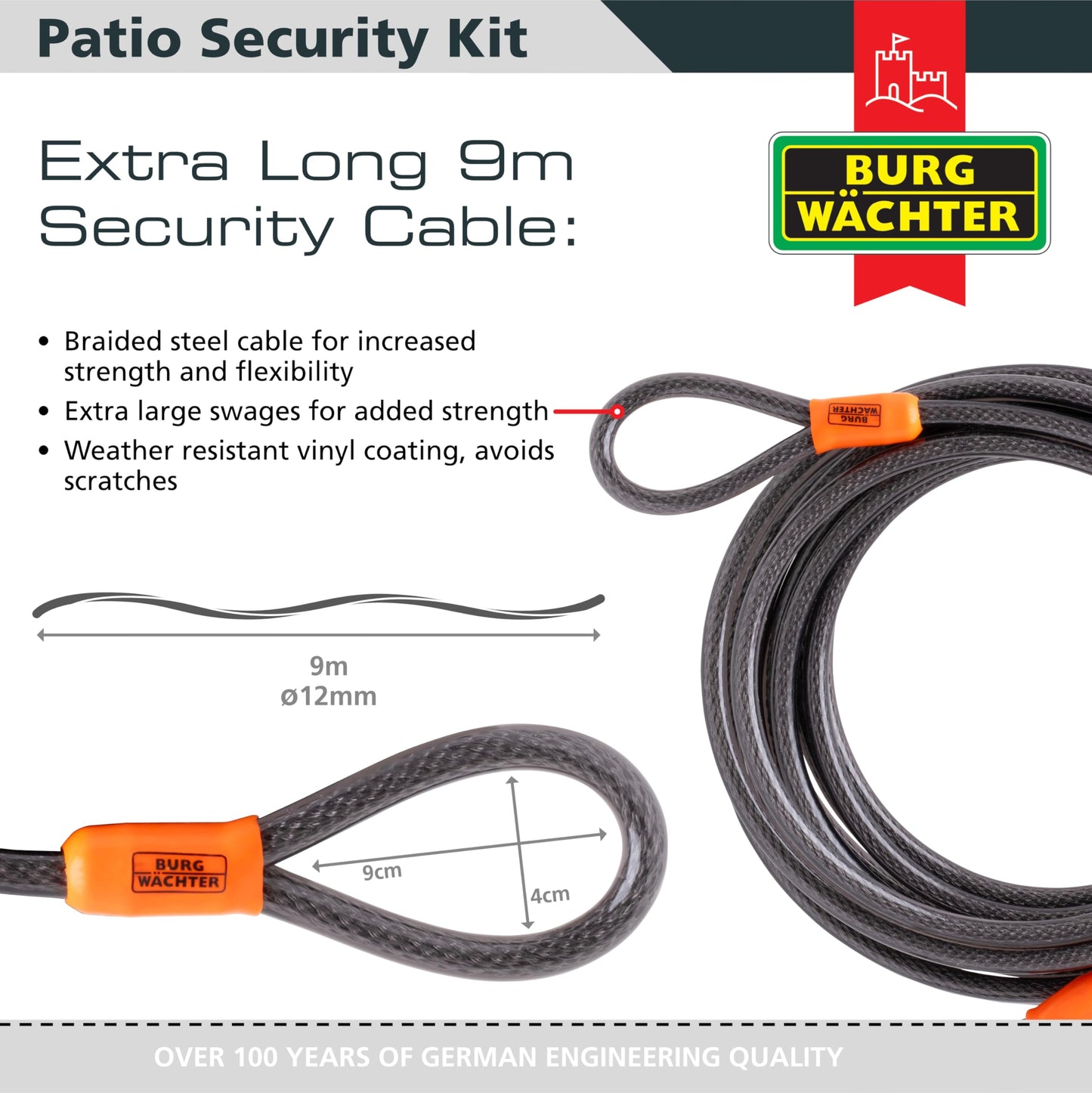 Burg-Wächter 4.5m Patio Security Kit, Black