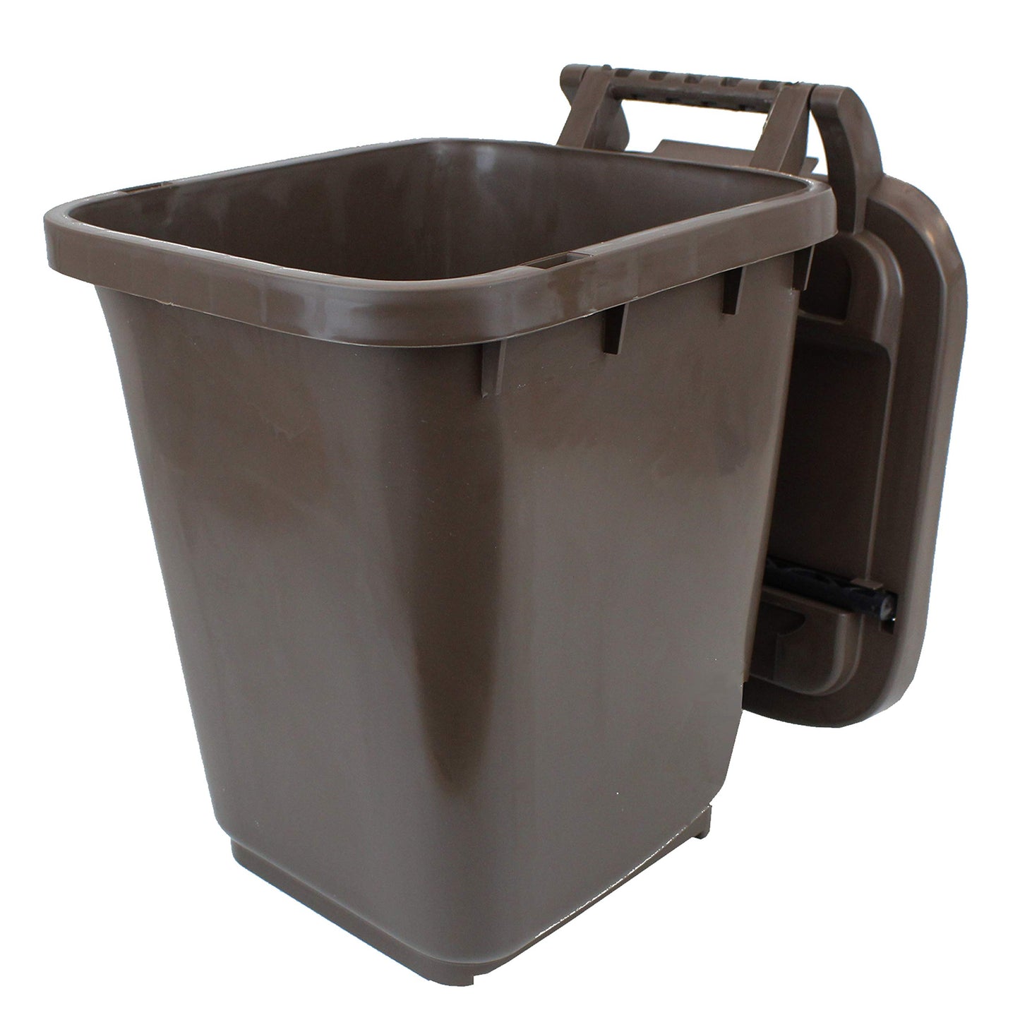 Kerbside Compost Caddy with Locking Lid - Brown - for Food Waste Recycling (23 Litre) - Plastic Bin with Composting Guide