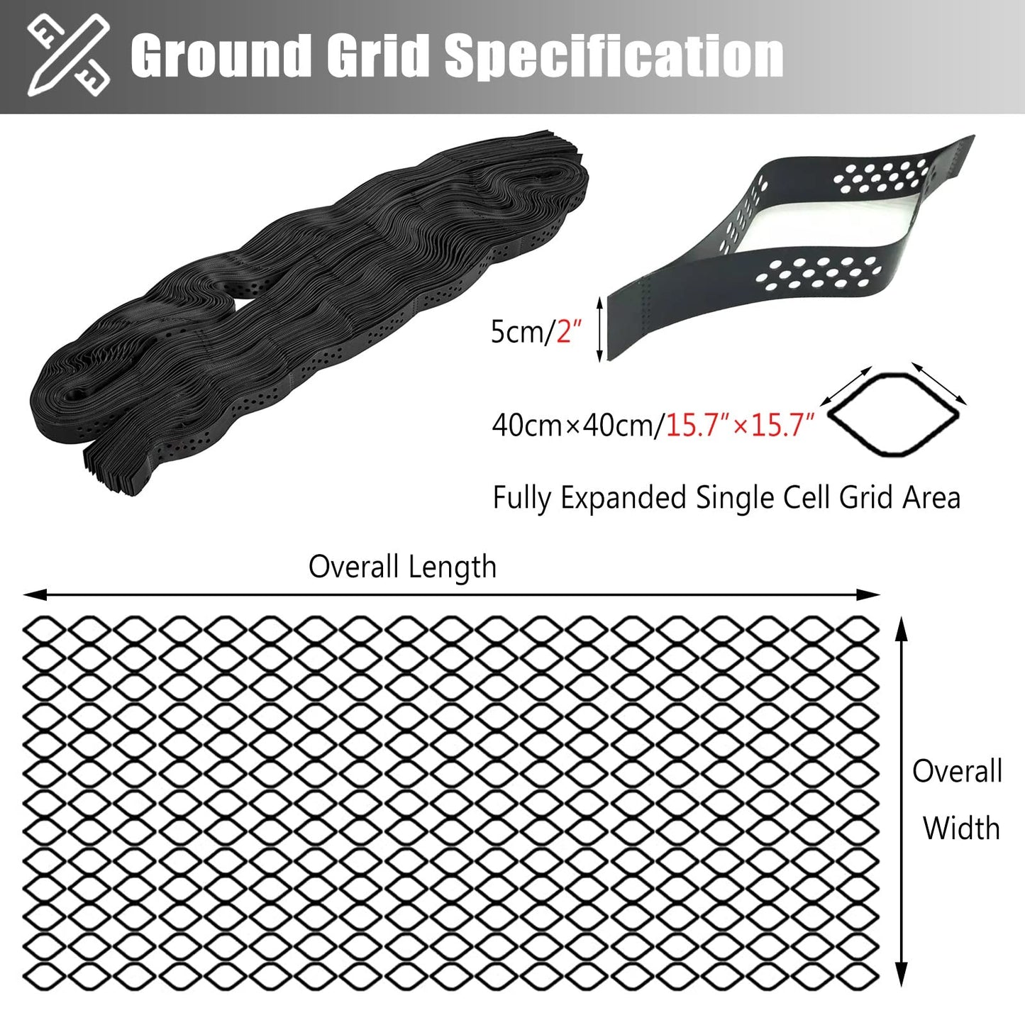Geogrid Ground Grid Paver For Stabilization, HDPE Cellular Paving Permeable System Light Truck RV Parking, Heavy Duty Grass Pea Gravel Soil Concrete Grid Mat ( Color : WxL , Size : 6X10m/19.7X32.8ft )