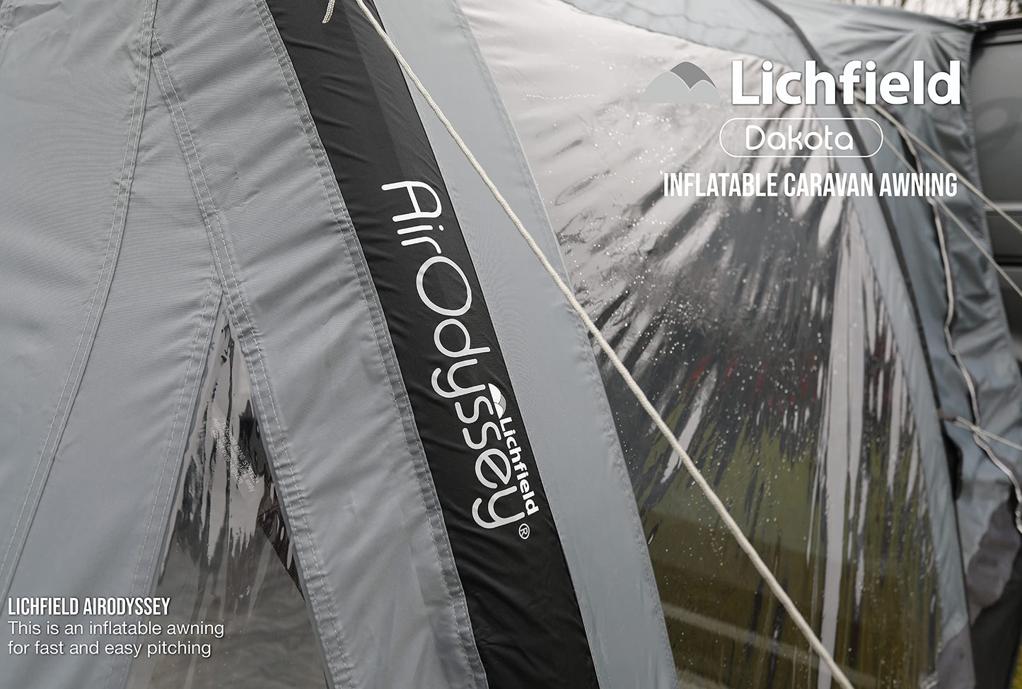 Lichfield Dakota Inflatable Caravan Air Awning, Excalibur, 4m [Amazon Exclusive], 150D Waterproof Polyester with PVC Draught Skirt, Rock Pegs and Storm Straps