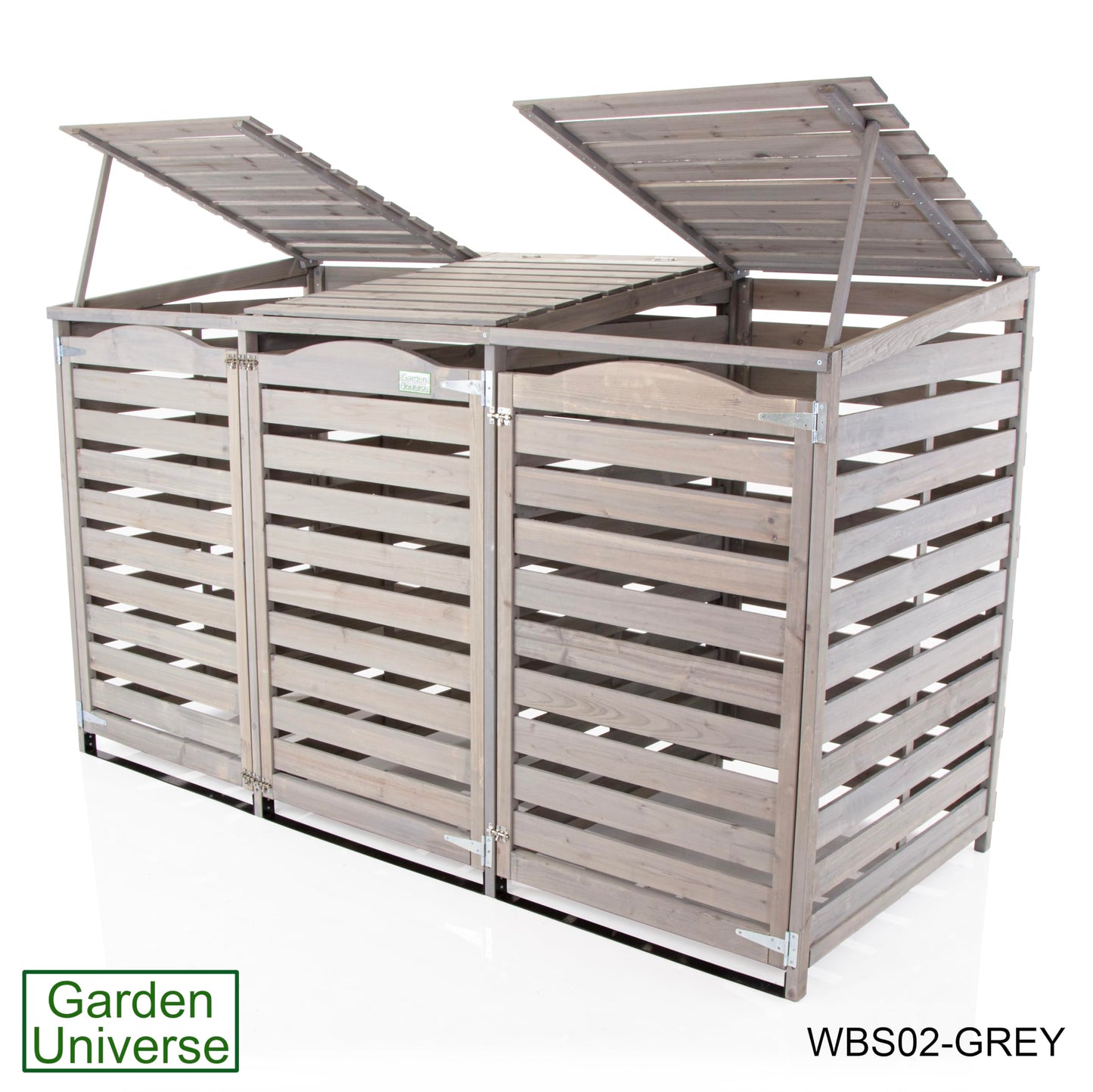 Wheelie Bin Storage Unit Triple Three Bins Garden Universe Outdoor 3 Wheelie Bin Storage In Grey WBS02-GREY