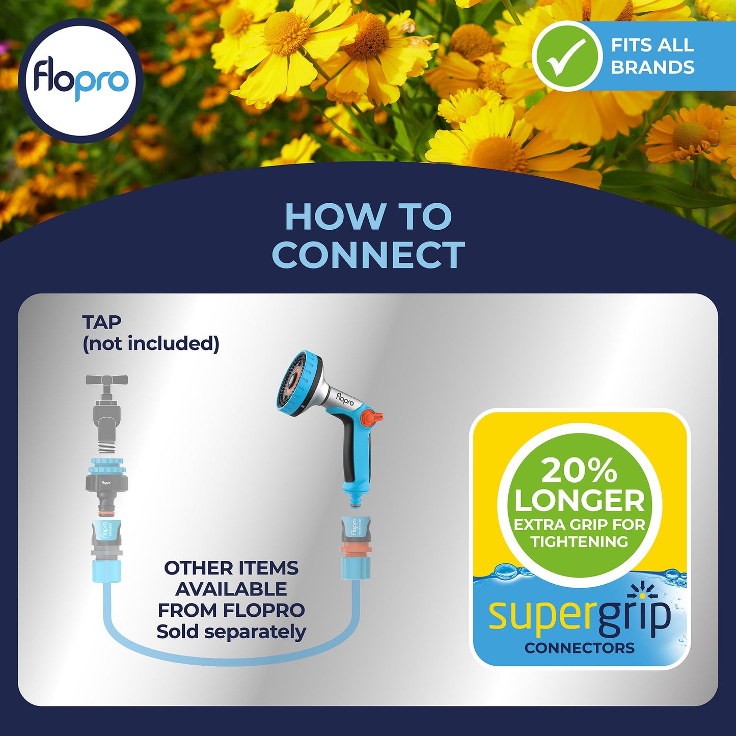 Flopro 70300746 Metal Multi Hose Pipe Spray Gun, Blue