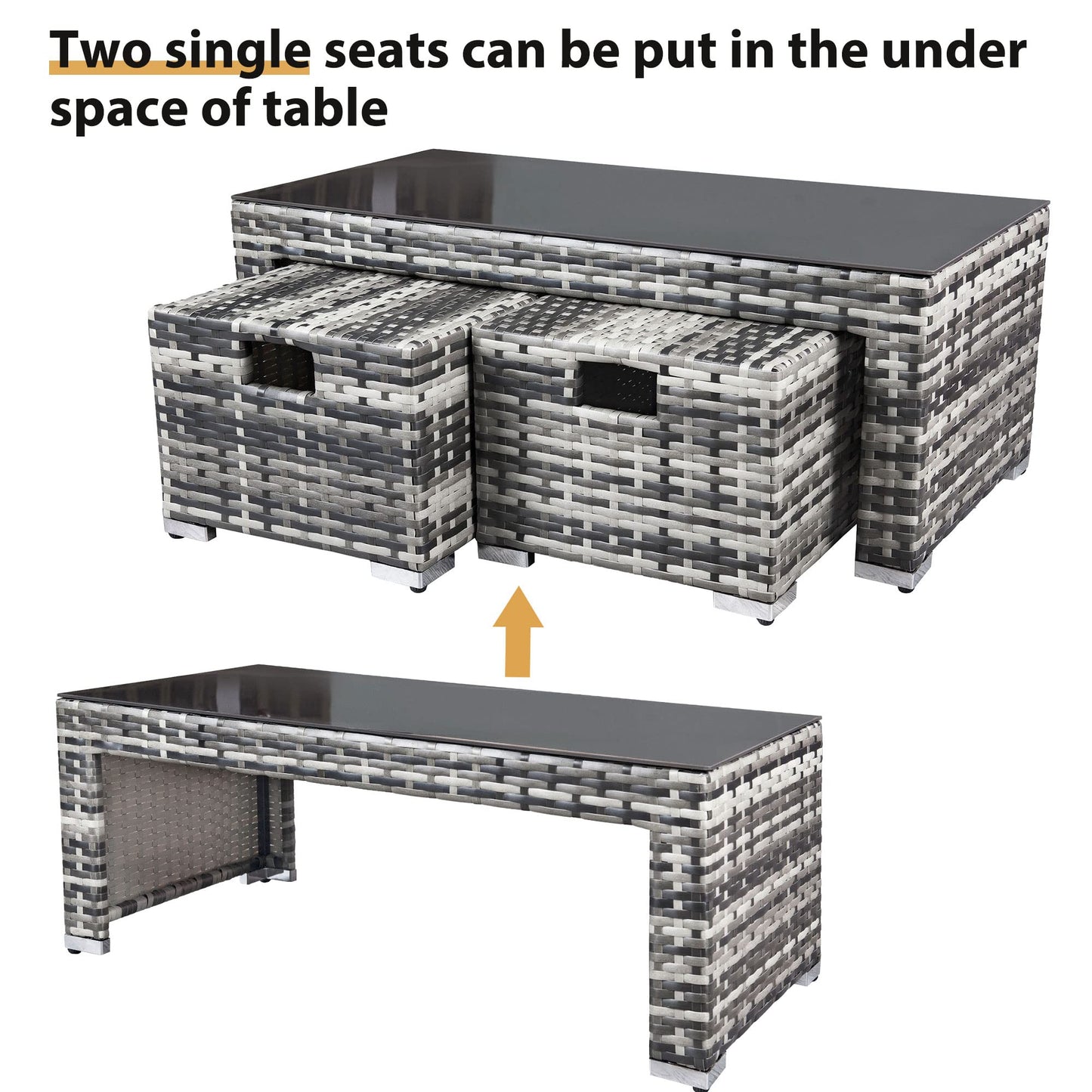 LTGB Garden Furniture Sets, Garden Corner Sofa Set, 8 Seater Rattan Sofa Outdoor Furniture with Coffee table 2 stools【UK Fast Delivery】