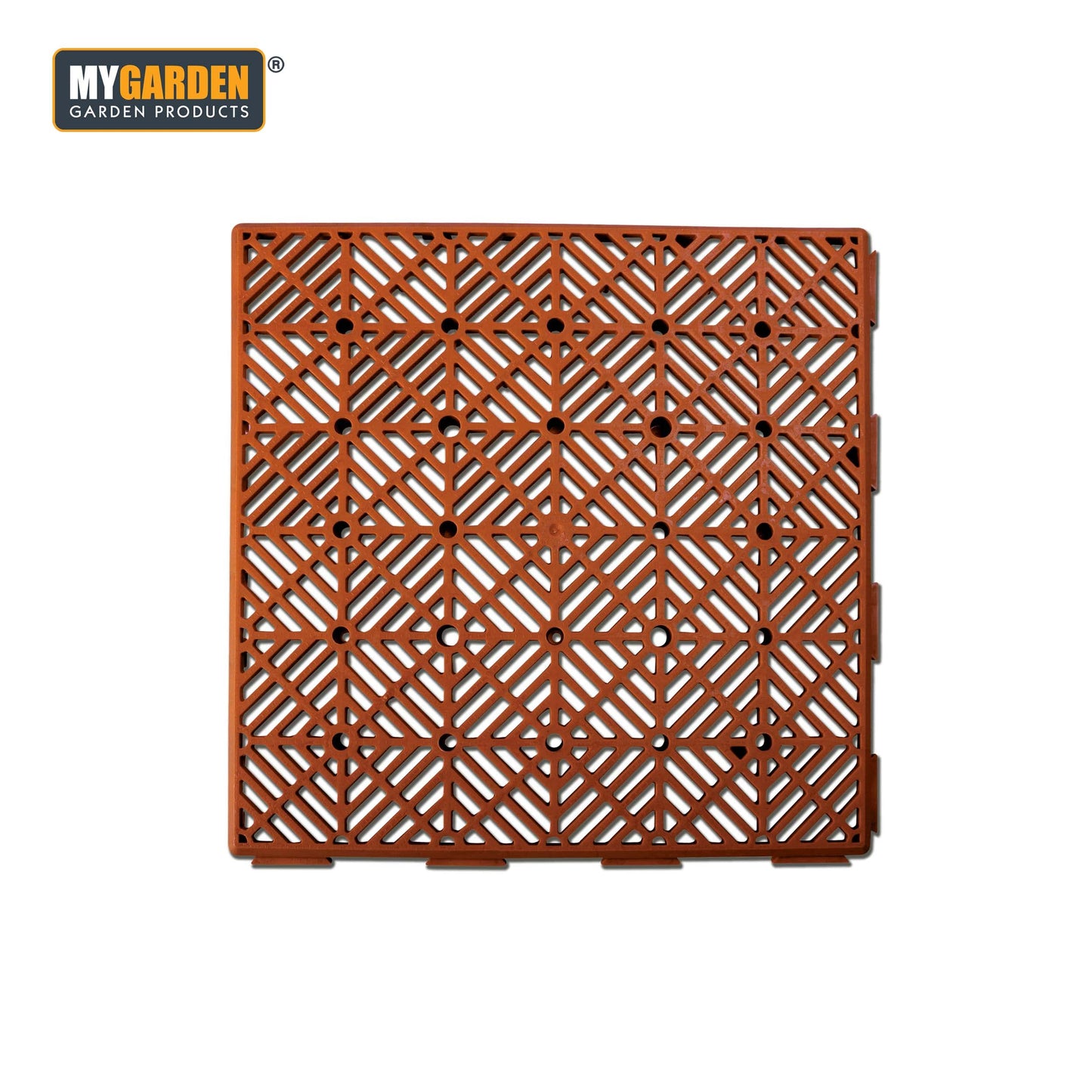 Almineez 10pc Garden Plastic Tiles – Interlocking Non-Slip Lawn Walkway Floor Path Patio Paving Pool – Weatherproof – Decorate Garden Vegetable Plot Or Terrace (Teracotta)