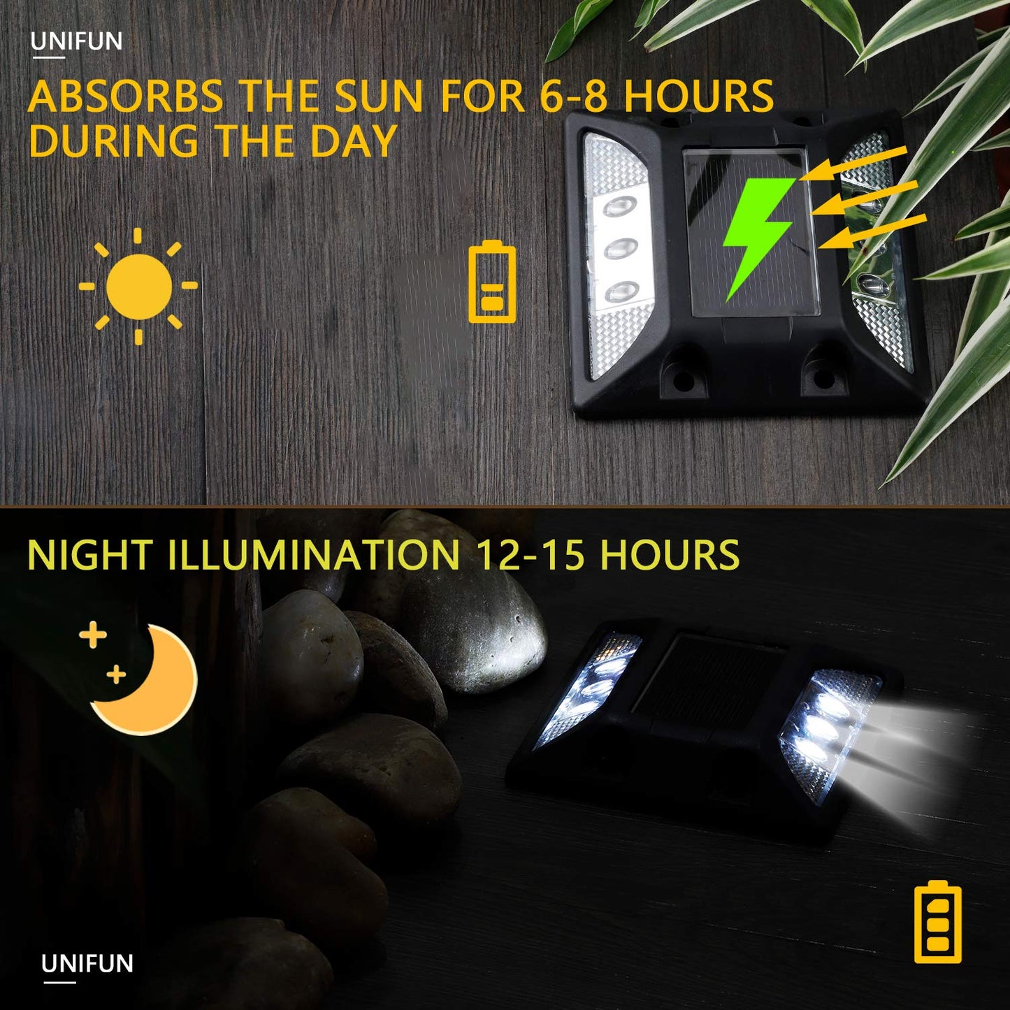 KMASHI Solar Deck Lights Outdoor, Driveway Dock LED Lights,Solar Powered Waterproof Road Markers for Step Sidewalk Stair Garden Ground Pathway Yard （4pack