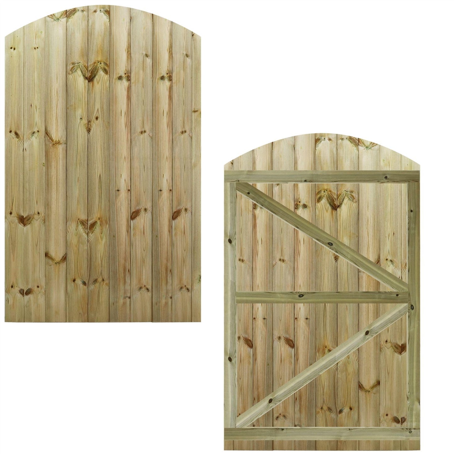 Bespoke Custom Made To Measure UPTO HEIGHT: 6ft (180cm High) Tongue & Groove Fully Framed Arch Top Pathway Garden Pedestrian Gate [Width Between 90CM to 105CM Hinge Pack Option Removed