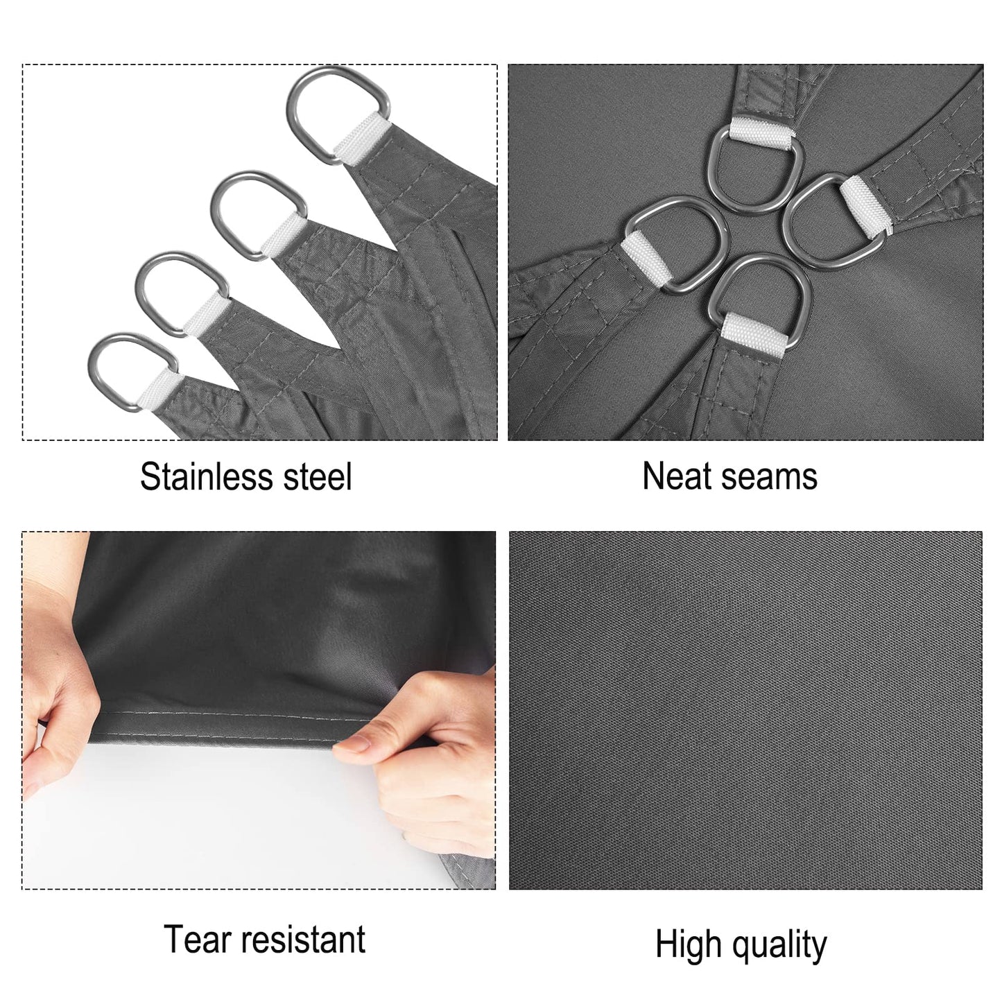 WOLTU Sun Shade Sail 2.5x2.5x3.5 m Right Angle Water Resistant Sail Shade Polyester UV Block with Free Rope Sunscreen Awning Canopy for Outdoor Garden Patio Yard Party,Grey