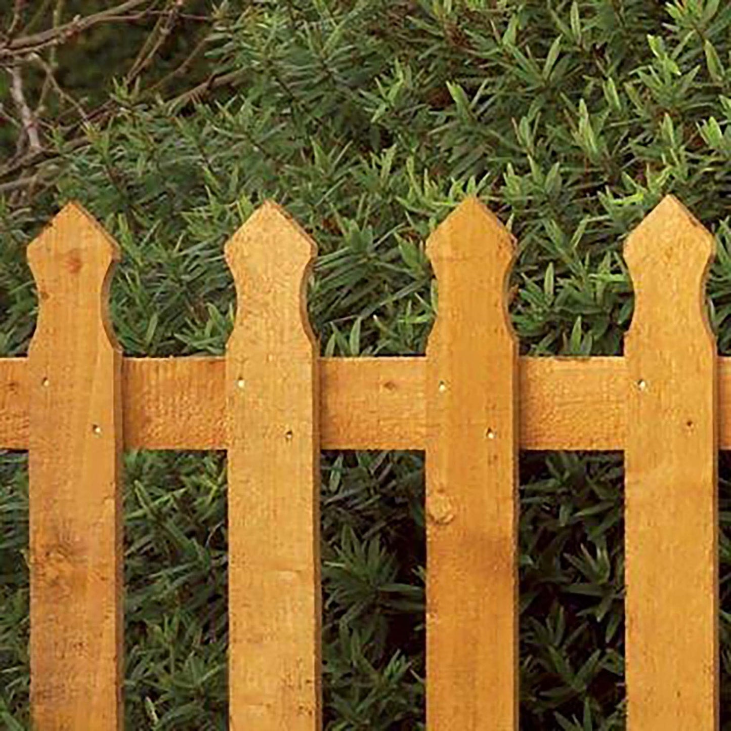 AAMEN 3x3ft Wooden Garden Gate, Picket Garden Wood Timber Gate, Round Top Picket Garden Gate, Decorative Garden Wicket Gate, Outdoor Wooden Stair Gate, Golden Brown Swing Gates-(90x4.5x87cm)