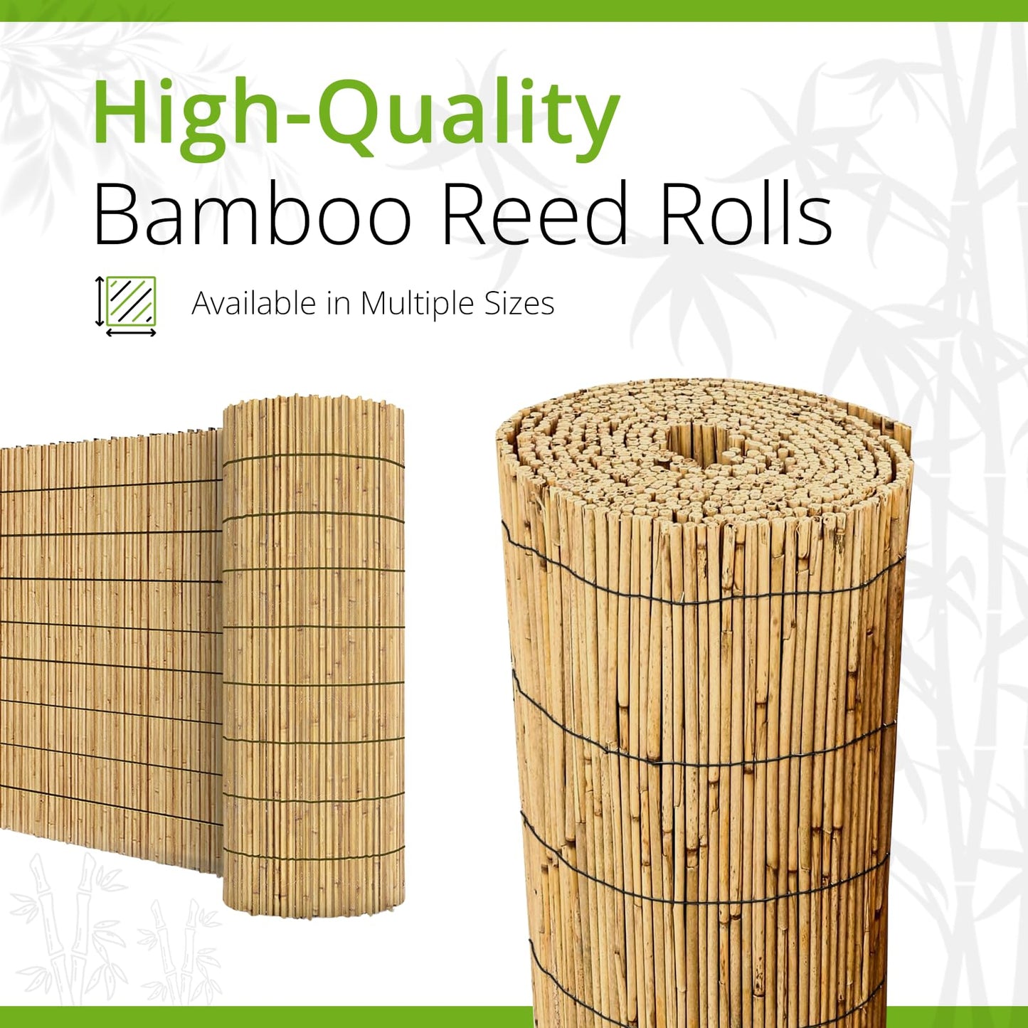 BLADO Reed Fence 1m x 3m - Natural Bamboo Privacy Screen, 8-10mm Thick Garden and Balcony Screening for Outdoor Wind and Sun Protection, Natural Roll Privacy Border Fence Panels for Outdoor Space