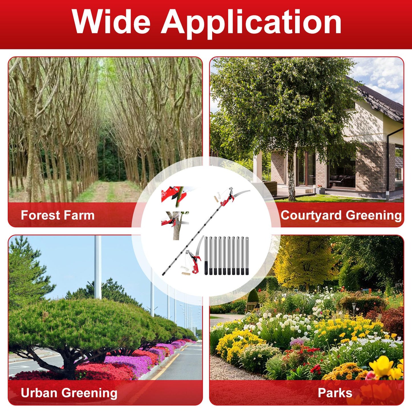 Caossuixin 2 in 1 Telescopic Tree Loppers Long Reach, 2.7ft-13ft Long Reach Tree Pruner with Extendable Handle, Branch Cutters Pole Saw loppers for Yard Garden Patios Trees Branches Cutting