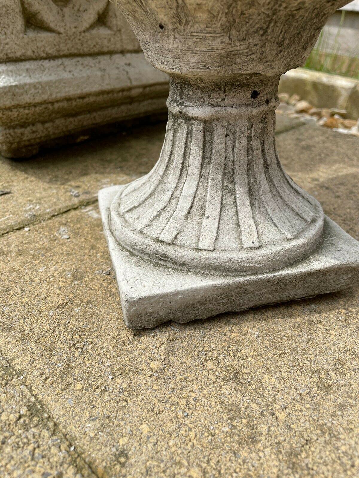 Fluted Stone Urn | Garden Statue Outdoor Ancient Classical Planter Trough Vase Ornament