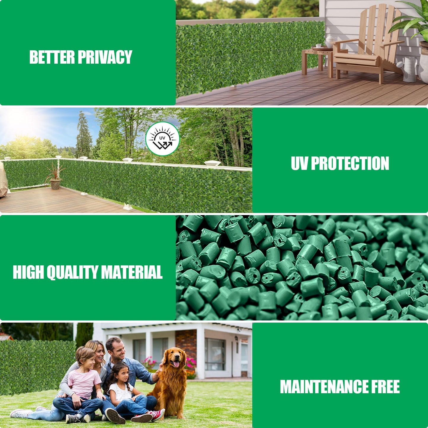 AGJIDSO Artificial Ivy Fence Screening, 3m x 1m (2 * 3x0.5m) Artificial Hedge Roll, Privacy Fence Screen Artificial Hedge Screening for Garden, Balcony, Outdoor, 100PCS Zip Ties