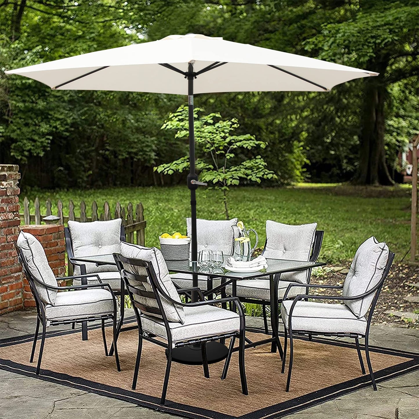 Vivo Technologies 2.7M Garden Parasol Round Garden Umbrella Sun Shading with Hand Crank, Tilt Function (UV 30-) Waterproof Parasol for Outdoor, Garden and Patio Cream（Parasol Base Excludes）