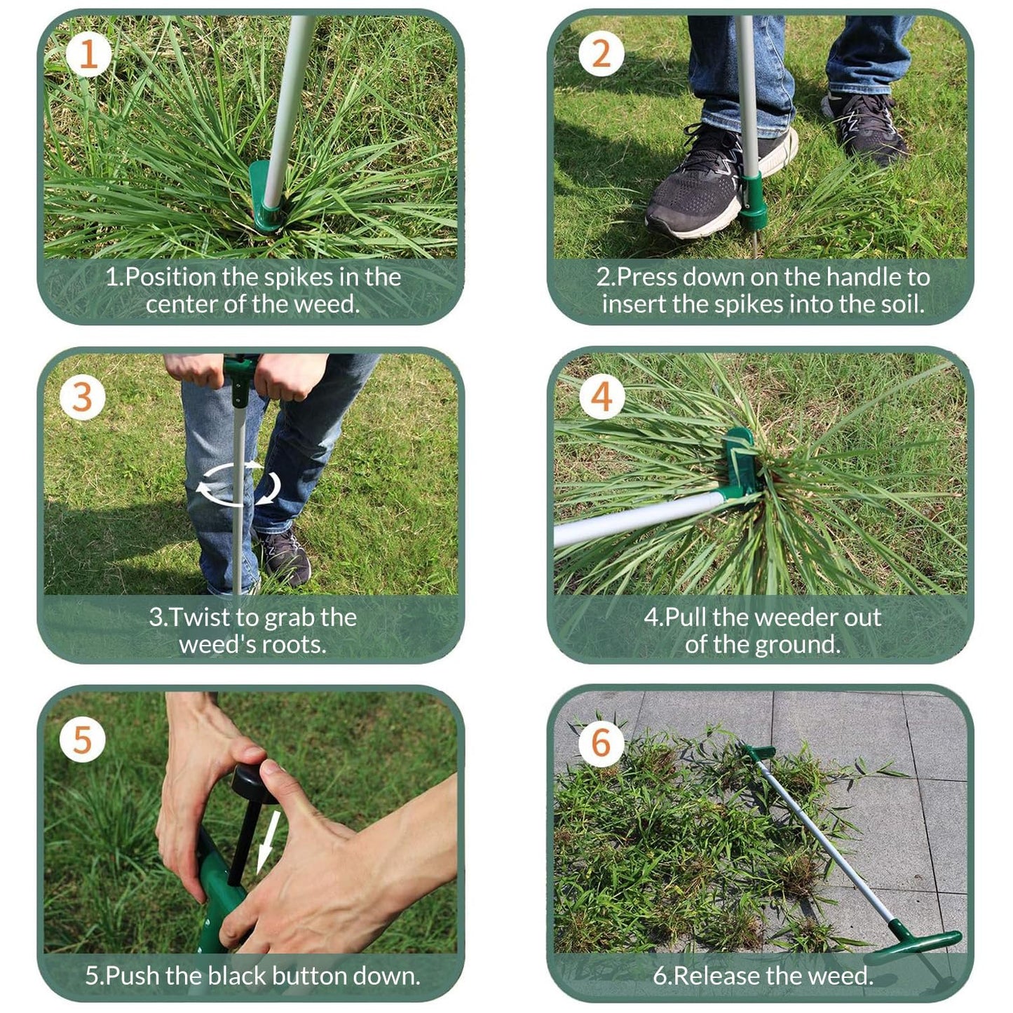 Walensee Weed Puller, Stand Up Weeder Hand Tool, Long Handle Garden Weeding Tool with 3 Claws, Hand Weed Hound Weed Puller for Dandelion, Standup Weed Root Pulling Tool and Picker, Grabber (1 Pack)