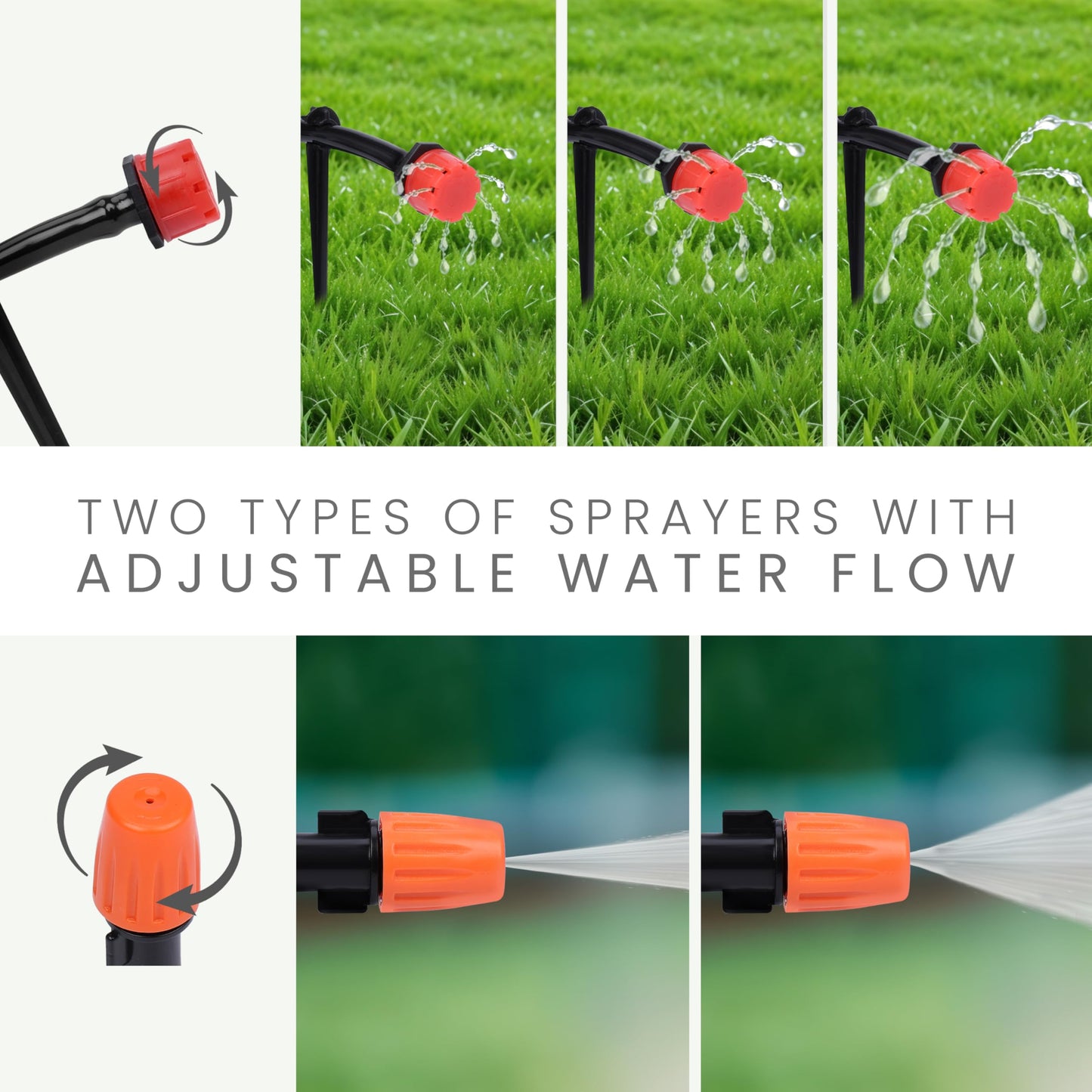 Belle Vous 340-Piece Garden Irrigation System Kit -180ft/50m Drip Irrigation Hose and Adjustable Nozzle Sprayers - Automatic Garden Watering/Misting System for Greenhouse Lawn Flowerbed & Patio Plant