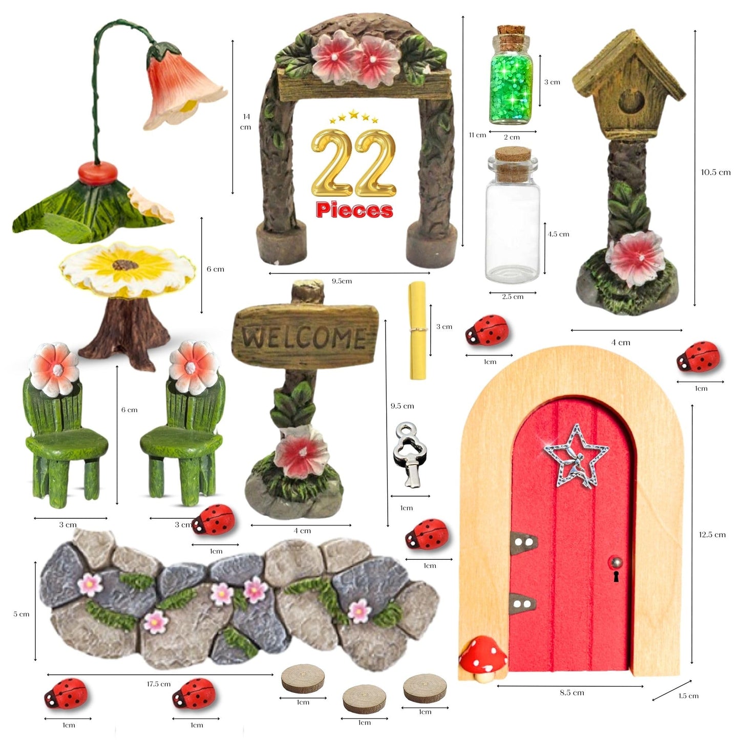 Fairy Garden Accessories Kits for Children with Fairy Door & Outdoor Fairy Garden Ornaments to Create an Enchanting Fairy Garden