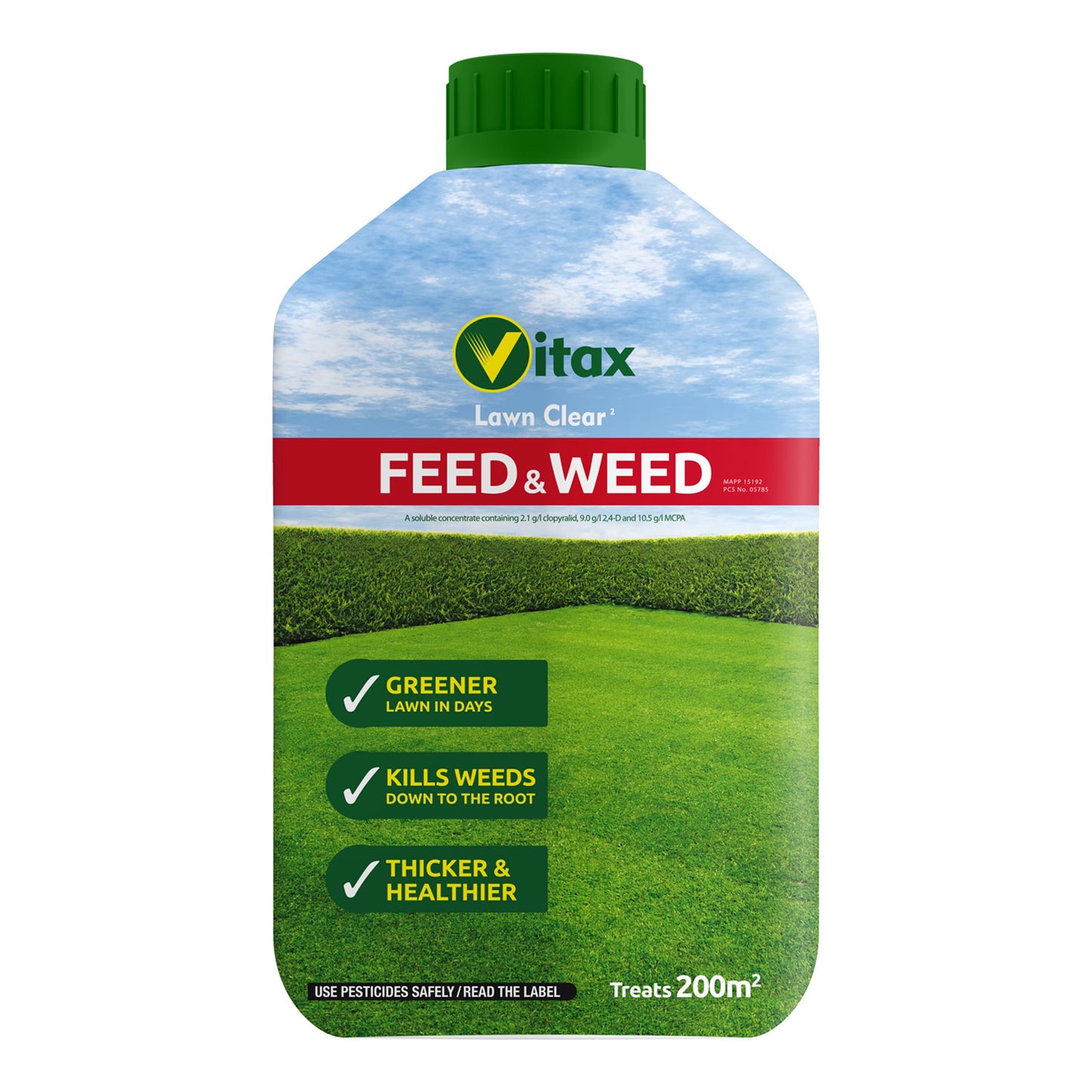Vitax Feed & Weed, Dual Purpose Lawn Feed And Weed Killer, Concentrated, Easy To Use, Kills Clover, Buttercup, Dandelion And Daisy, Promotes A Green And Healthy Lawn- Treats 200 Sq.M