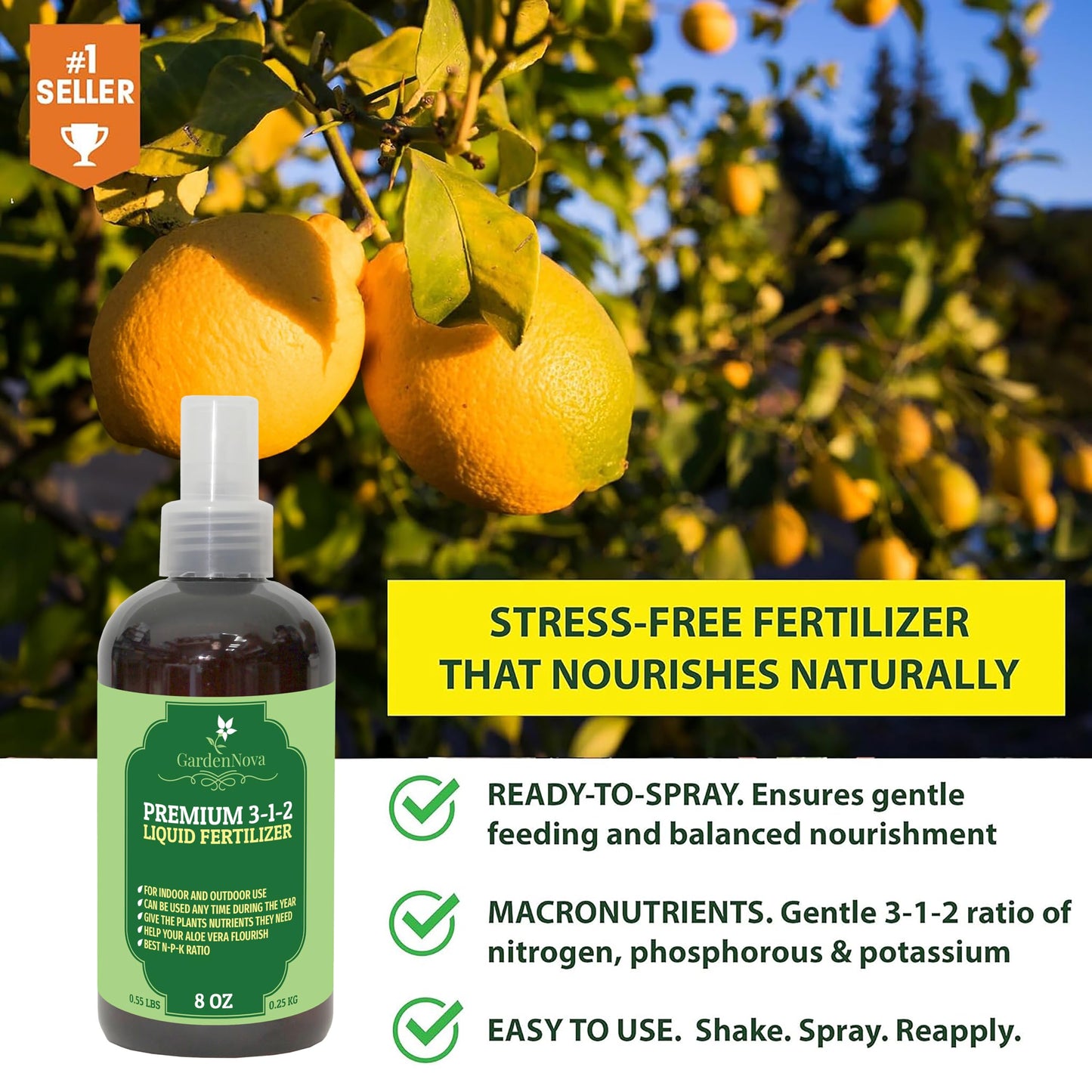 Proffesional Snake Plant Spray Fertilizer Mist for Home Gardening | 3-1-2 Gentle Blend Mist for Healthy Leaves & Growth | Essential Nutrients for Snake Plants - 8oz