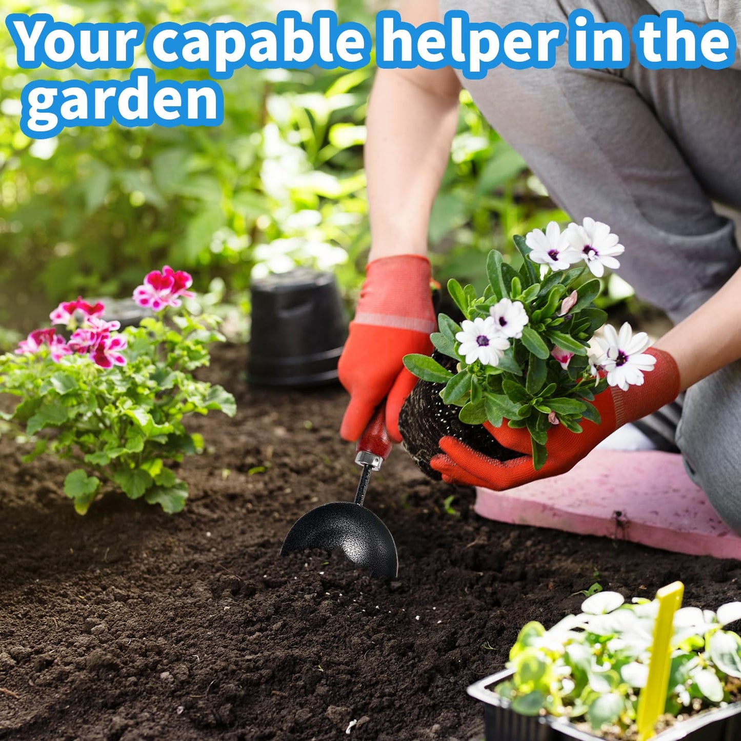 Kunjocy Hand Garden Spade, Garden Scoop Soil Trowel Garden Scoop Soil Shovel Spoons Hand Gardening Scoop Stainless Steel Gardening Scoop for Soil, Fertilizer, Feed Scoop (2)