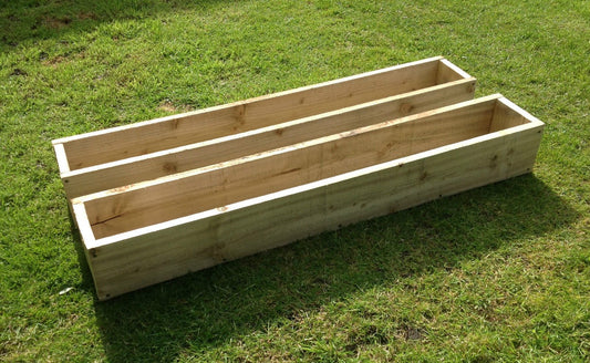 2 x Large 120cm Long (4ft) Wooden Garden/Patio/Window Box Planters. Fully Assembled - Just add plants!
