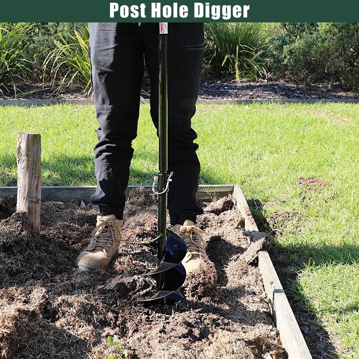 VIDETOL Fence Post Auger, 10X60cm Manual Auger Post Hole Digger with Non-Slip Handle, Adjustable Post Hole Auger for Gardening Planting, Bulb Planting, Umbrella Hole, Post Hole and Mixing Fertilizer