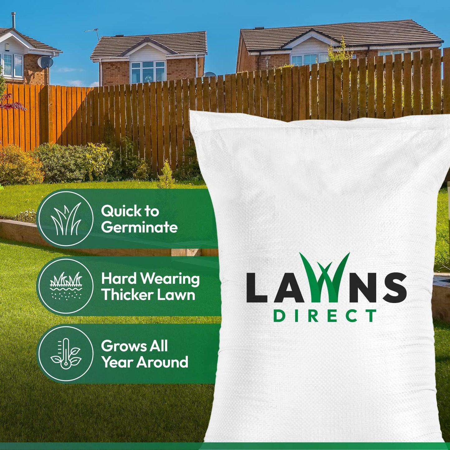 Lawns Direct™ ProGrass™ 2kg Low Maintenance Professional Fine Turf Grass Seed for That Perfect Manicured Lawn, Golf Fairways, Sports Grounds & Council-Run Areas Covering 57-100m²