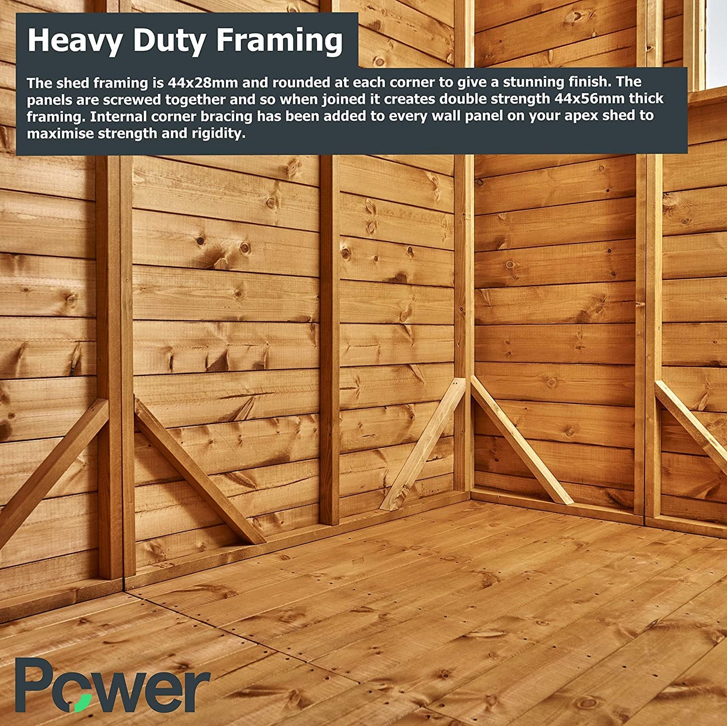 Powersheds High Grade Premium 5-Sided Corner Summerhouse with PVC Window sills made from 12mm Extra Thick Timber & Toughened Glass, for all Storage & Outdoor Needs (6x6)