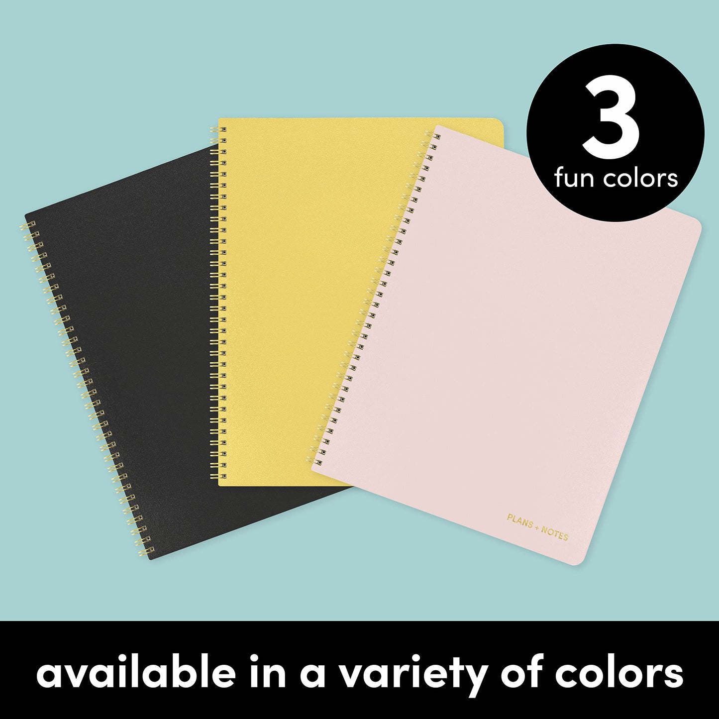 PAPERAGE Undated Daily Planner & To Do List Notepad (Black), 8.5 in x 11 in, Spiral Bound Planner Notebook for Work, School or Home, 104 Lined Pages With Date Tracker for Plans & Notes