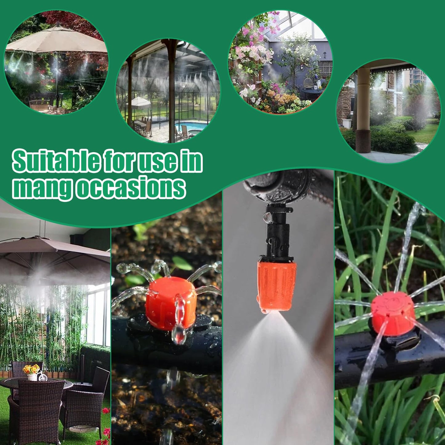 ZOUFRIDN 344 PCS Irrigation System Greenhouse Watering Systems,165FT/50M Drip Irrigation System, Automatic Irrigation System with Adjustable Nozzle Sprayer and Dripper Automatic for Lawn/Garden/Patio