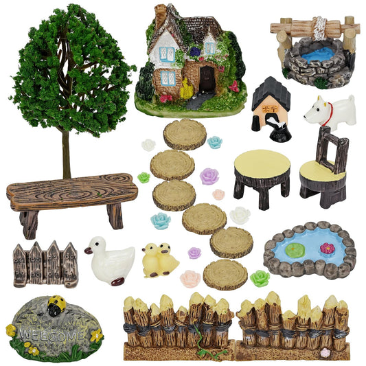 KKSTY Fairy Garden Accessories, Fairies Welcome Garden Kit, 32pcs Miniature Fairy Garden Ornament for Christmas Decoration Fairy Garden Potted Plant Desk Decor