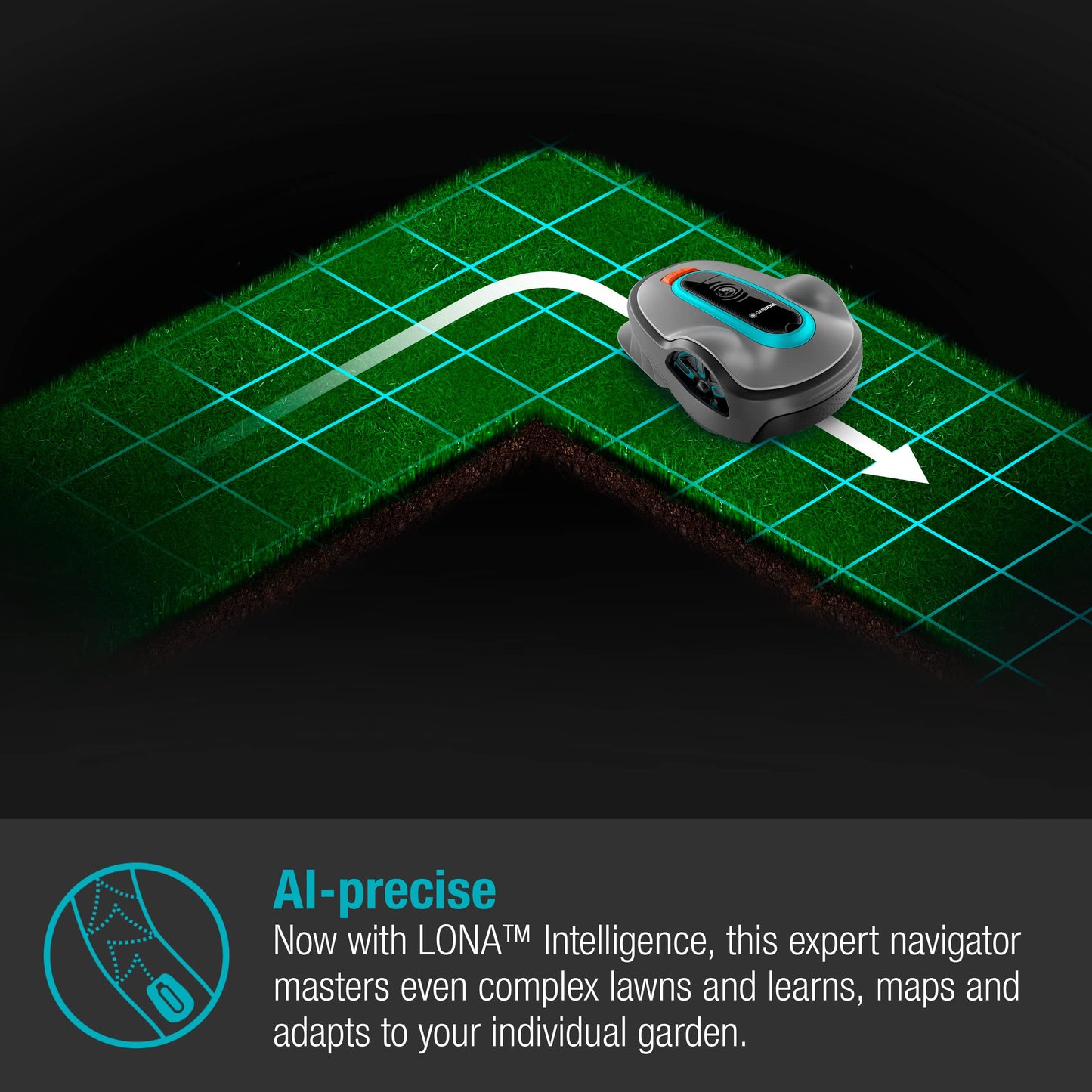 Gardena smart SILENO life 1000 m² robot lawnmower set: Innovative LONA AI technology, controlled via app, SensorControl, for slopes up to 35 per cent, incl. smart gateway, UK version (19702-68)