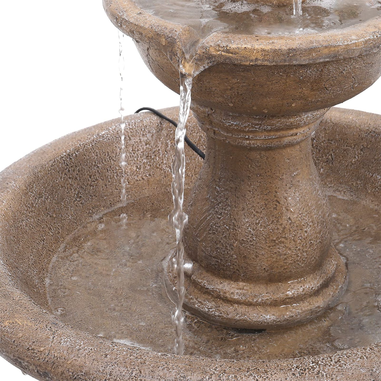 BTGGG Garden Water Feature Resin 3 Tier Cascade Main Powered Water Fountain with Stone Effect Freestanding Water Fountain Waterfall Outdoor Ornaments for Garden, Patio, Lawn Decor