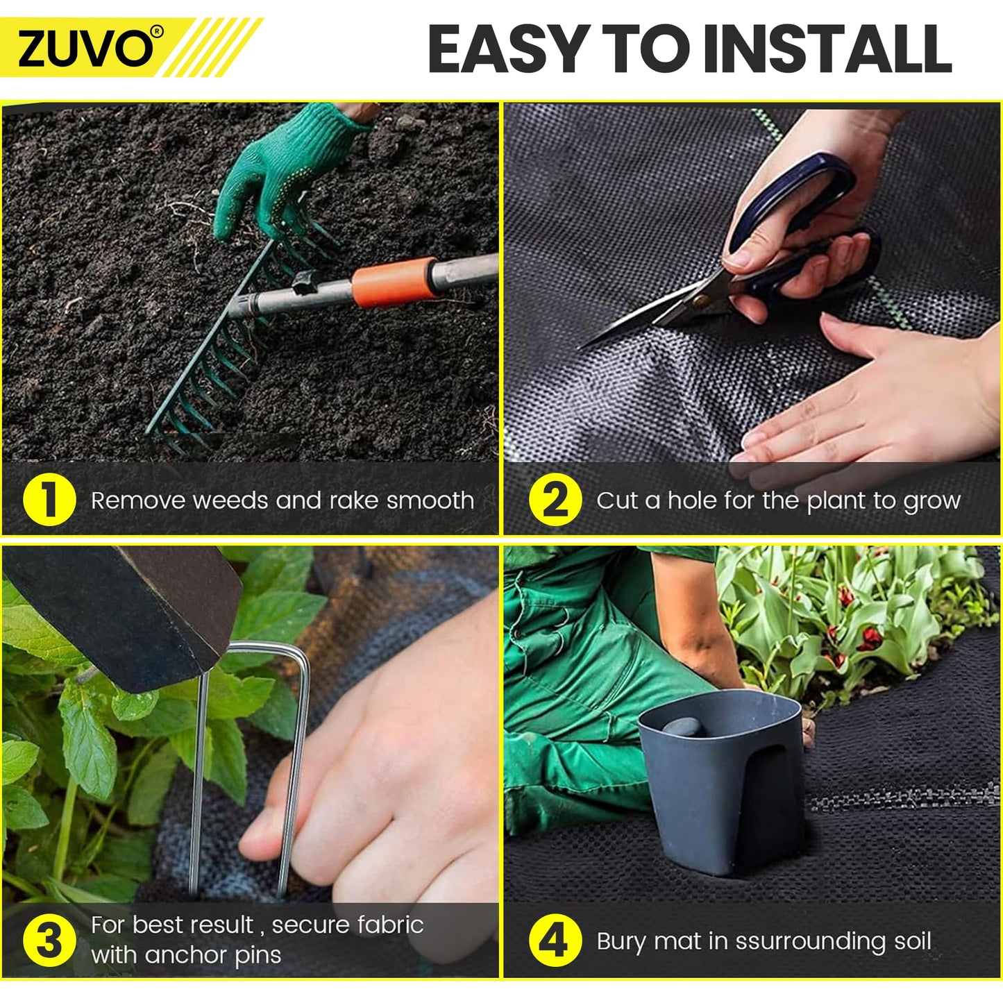 Zuvo Weed Control Membrane - 1M x 10M - Durable Garden Membrane to End Weed Growth - 100gsm - UV stabilised Weed Membrane Landscape Fabric for Gardens, Flower Beds, Any Outdoor Area