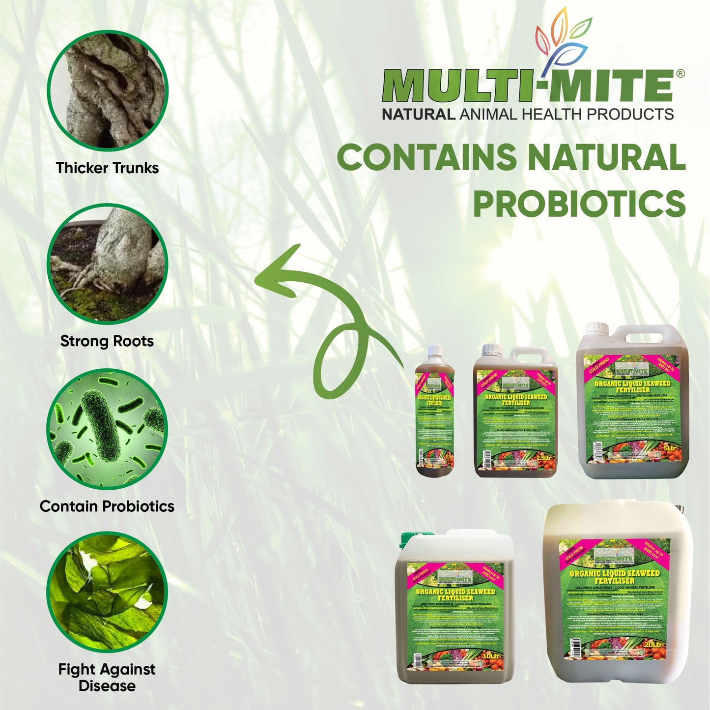 Multi-Mite 10 Ltr Liquid Seaweed – 100% Natural & Organic Concentrate Cold Pressed Plant Feed & Soil Fertiliser, Trees Lawn Veg & House Plants Root or Foliar Feeding