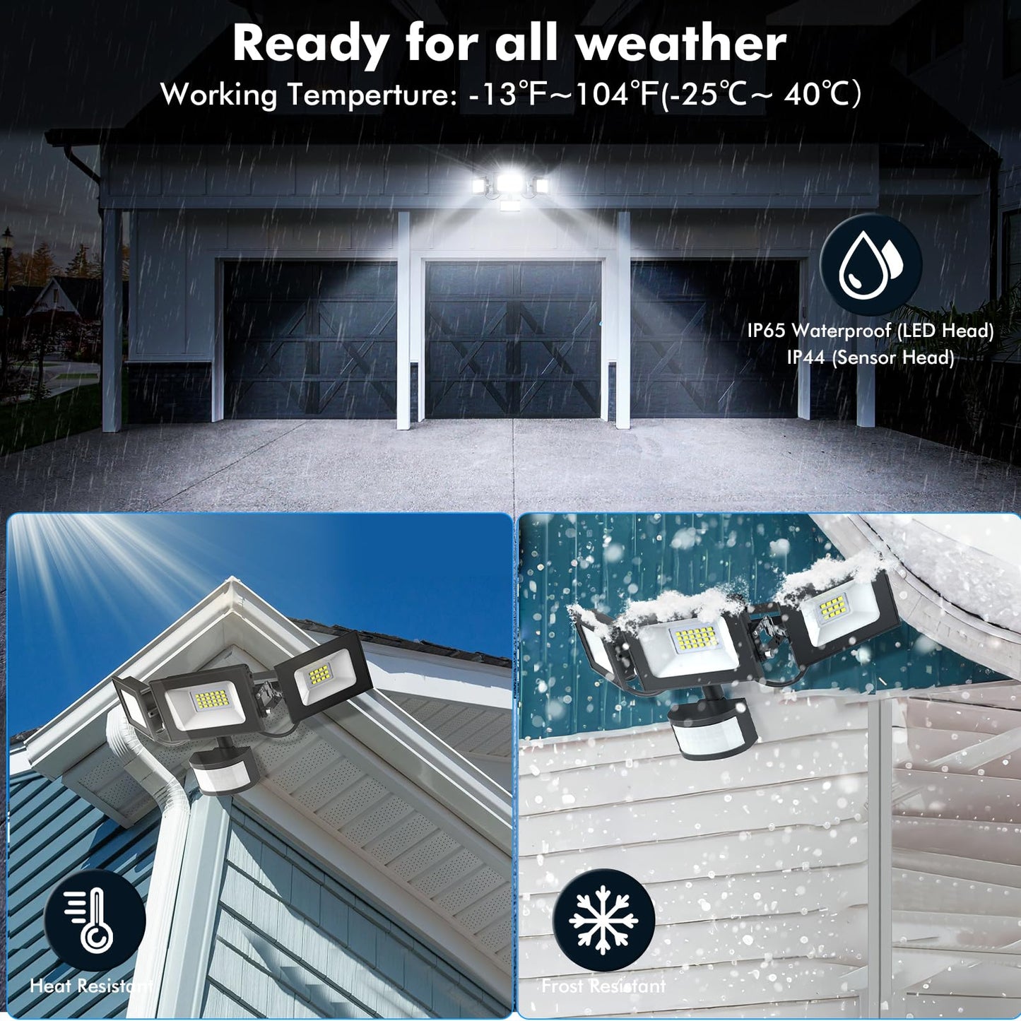 Bellanny Security Lights Outdoor Motion Sensor - 100W 10000LM Super Bright Led Flood Lights, IP65 Waterproof PIR Floodlights Outdoor Lights for Courtyard Porch Garden Garage
