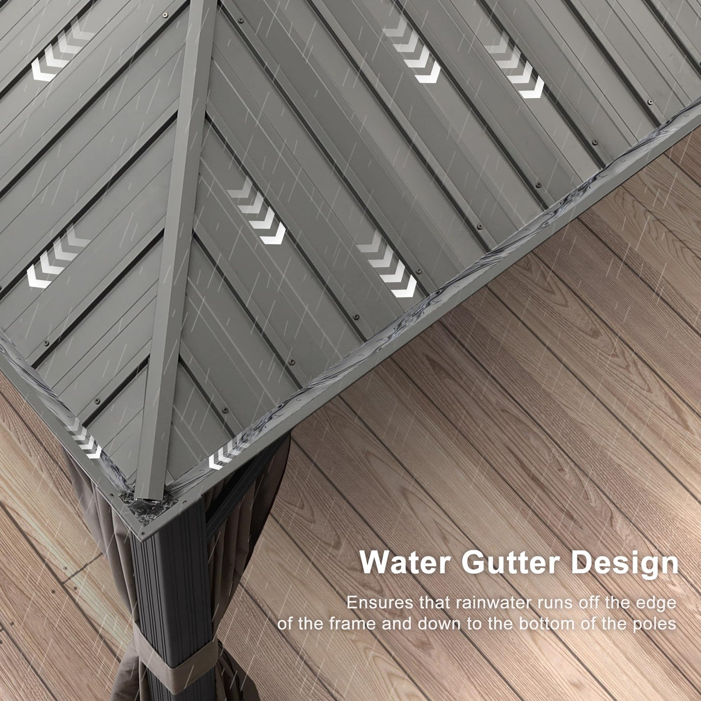 PURPLE LEAF 3m x 4.25m Hardtop Gazebo Double Layer Roof with Ventilated Top and Built-in Drainage System Equipped with Curtains and Nettings Modern Elegant Design for Garden