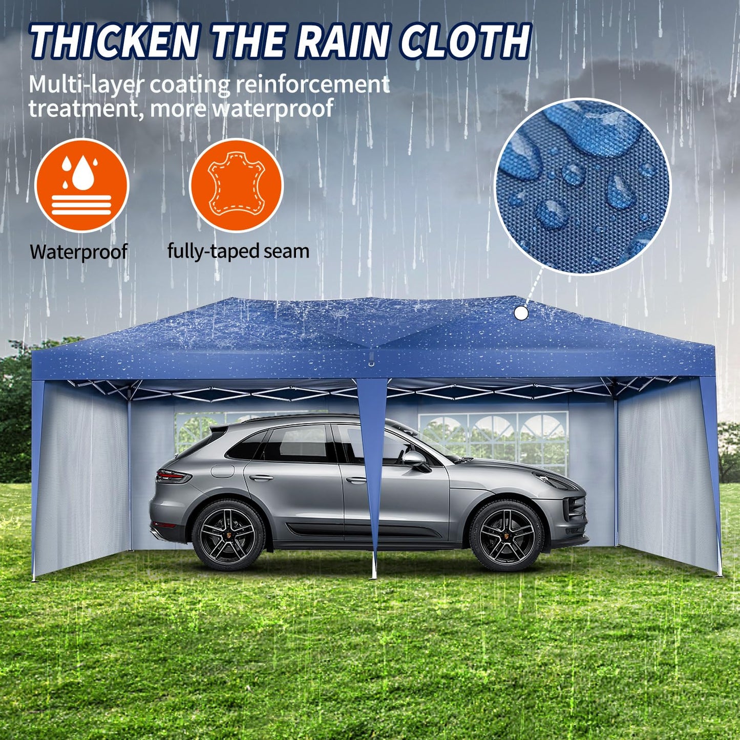 SANHENG Pop Up Gazebo, 3x6m Gazebo with sides, Waterproof, UV-Resistant, Easy-Assembly ideal for Weddings, Parties, Picnics and Commercial Use (Blue)